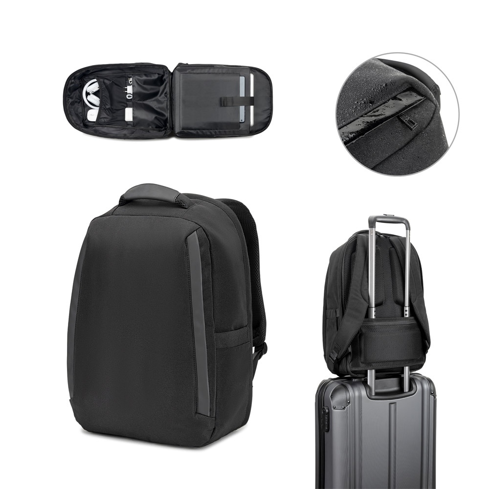 YANGON BPACK. Sac à dos antivol, en twill avec revêtement hydrofuge et polyester recyclé haute densité 600D, pour ordinateur portable de 17. 3"