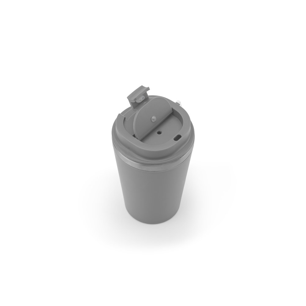 SPITZ. Gobelet de voyage en acier inoxydable (90 % recyclé) et paroi extérieure en PP, avec finition mate 440 mL 12