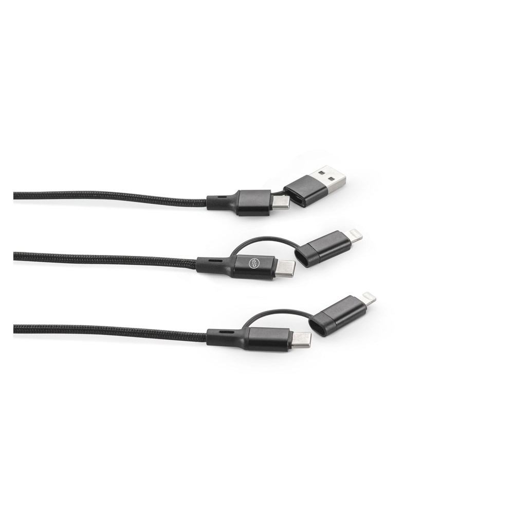 BERTOZZI. Câble USB ultra rapide 6 en 1 en aluminium recyclé (20 %) et PET recyclé (4 %) 6