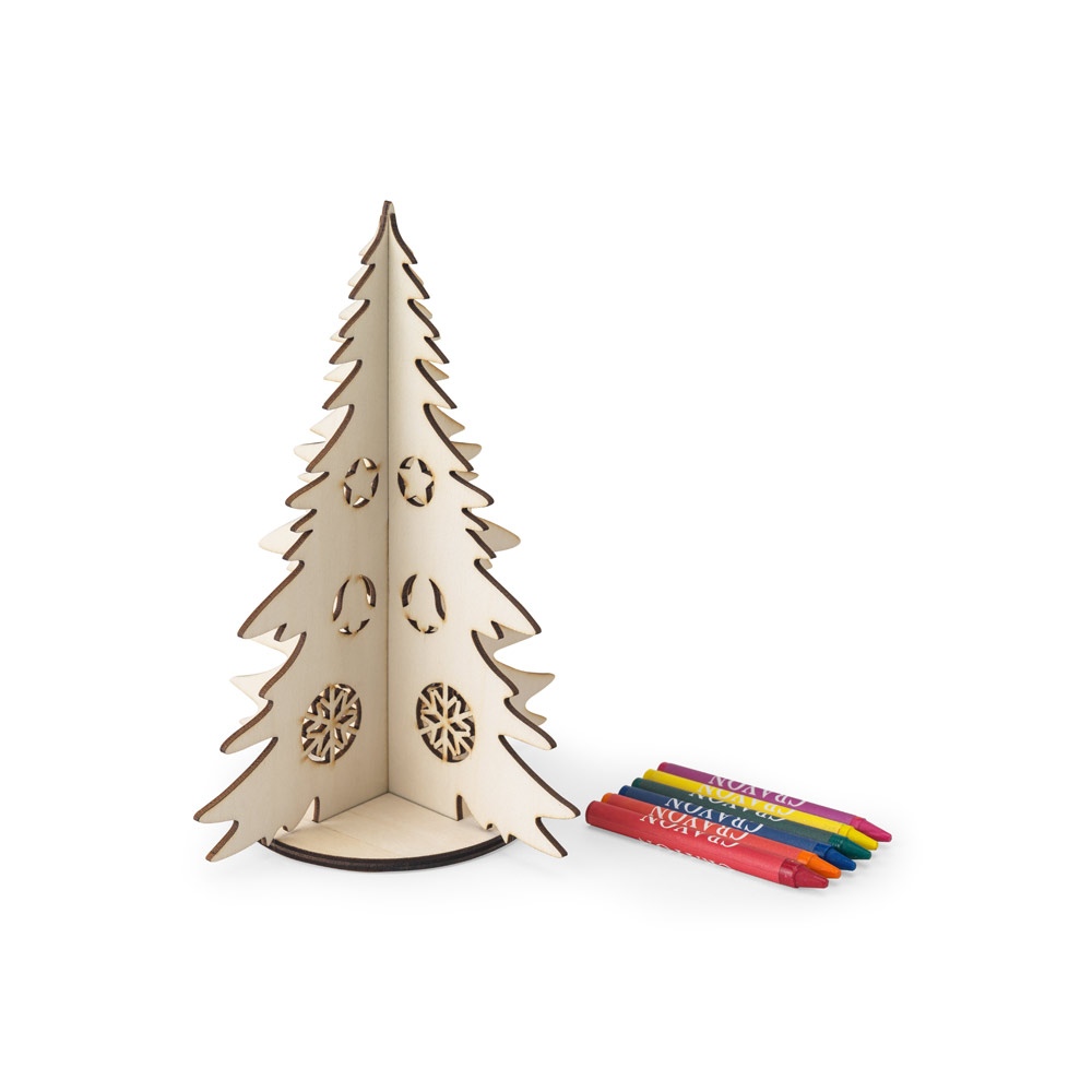 PINERY. Arbre de Noël en bois pliable à colorier 2
