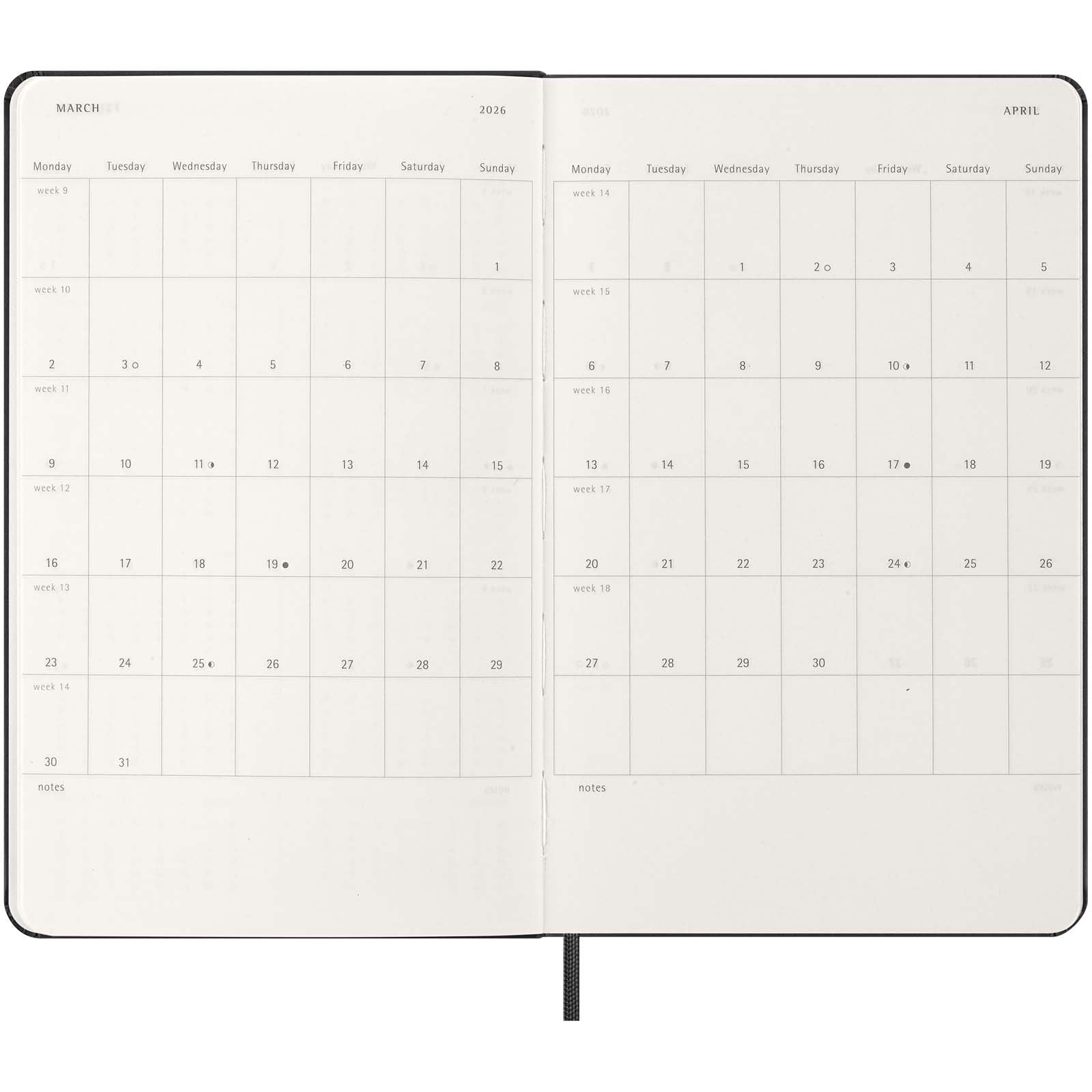Agenda L quotidien 12 mois Moleskine à couverture rigide 19