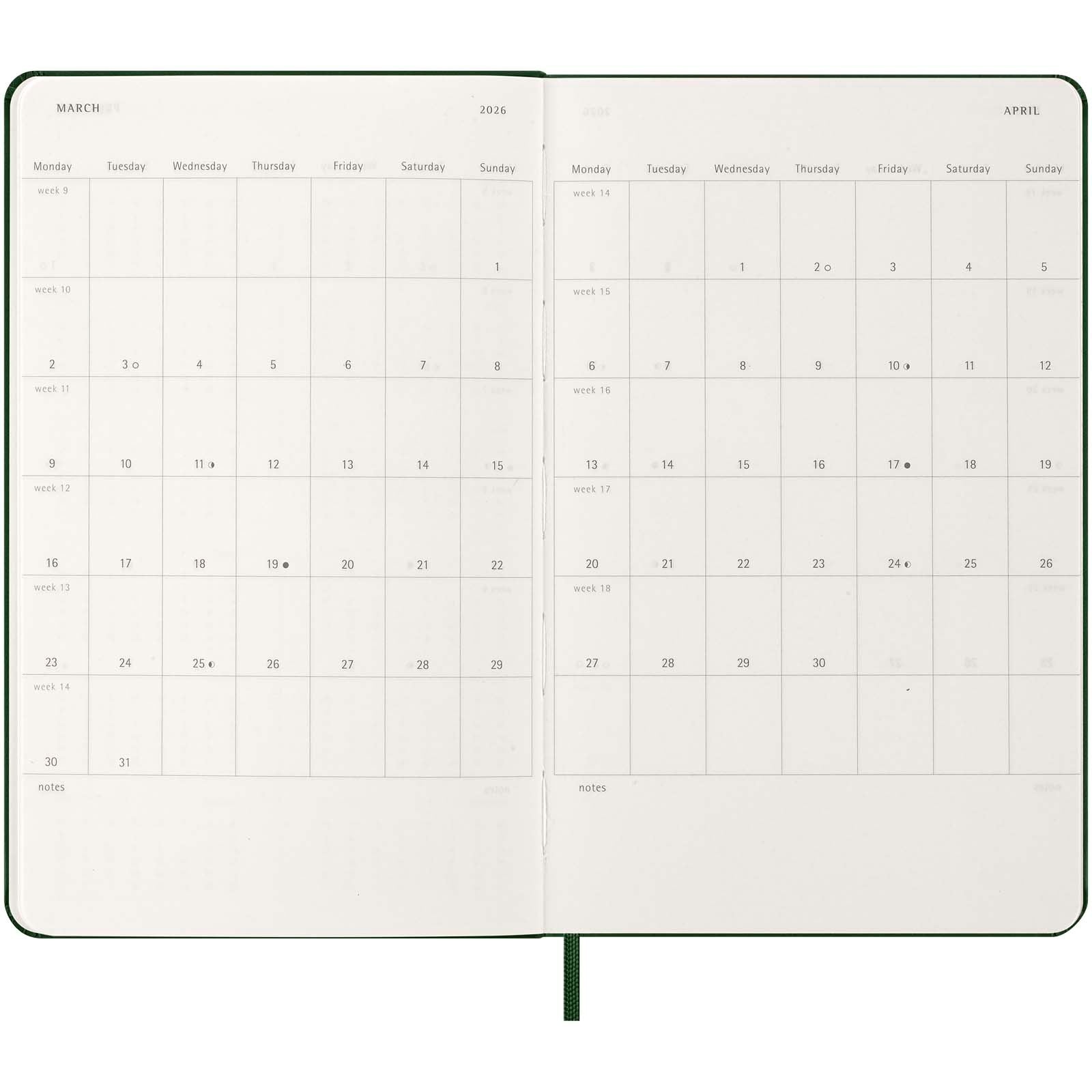 Agenda L hebdomadaire 12 mois Moleskine à couverture rigide 21