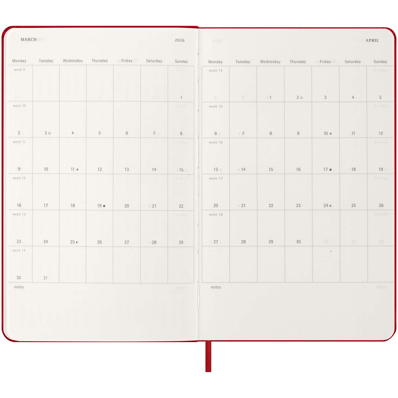 Agenda L hebdomadaire 12 mois Moleskine à couverture rigide 23