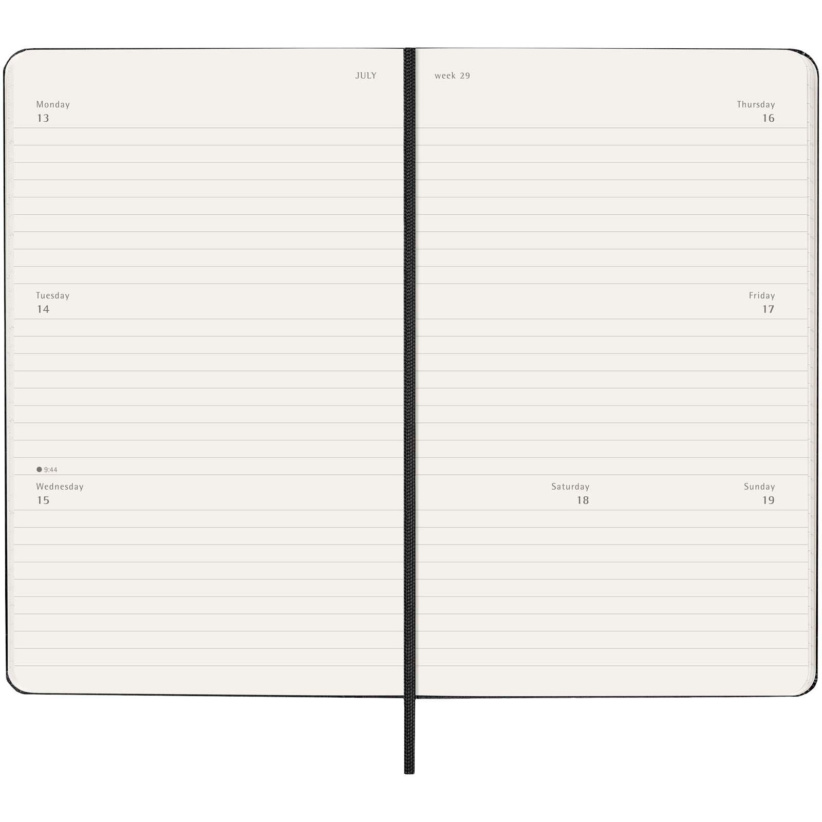 Agenda L hebdomadaire horizontal 12 mois Moleskine à couverture rigide 7
