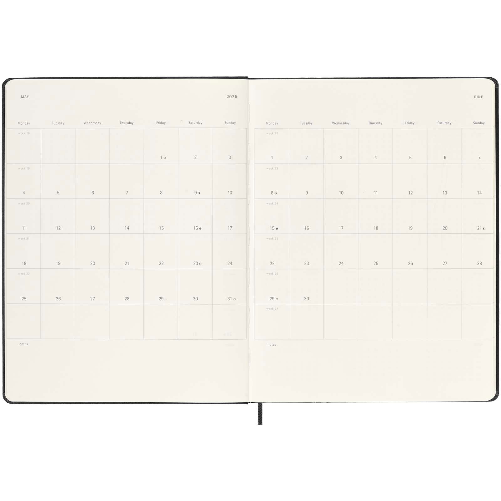 Agenda XL hebdomadaire 12 mois Moleskine à couverture rigide 7