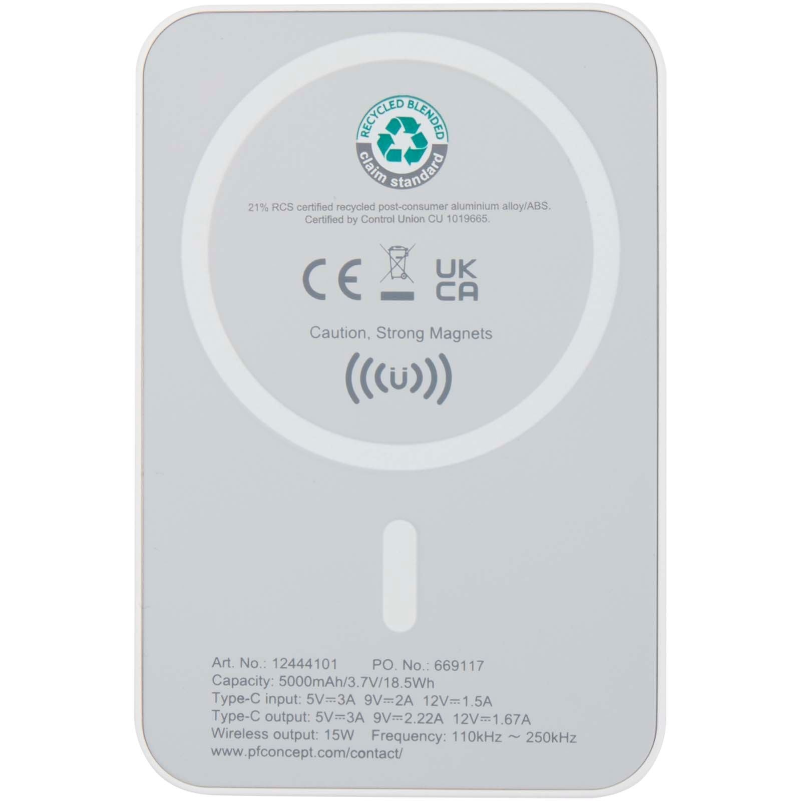 Batterie de secours Acrab magnétique sans fil de 5 000 mAh et 15 W avec PD de 20 W - fabriquée en plastique recyclé 9