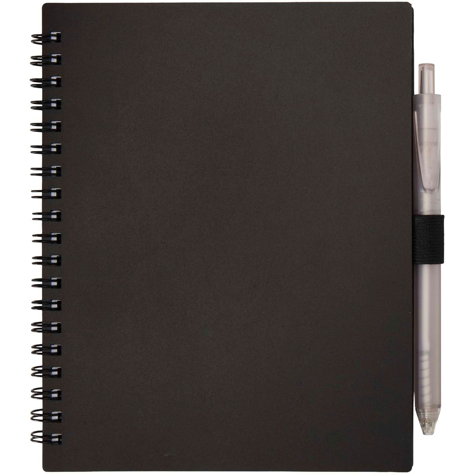 Ensemble carnet à couverture souple en plastique recyclé et stylo bille (encre bleue) Niove 6