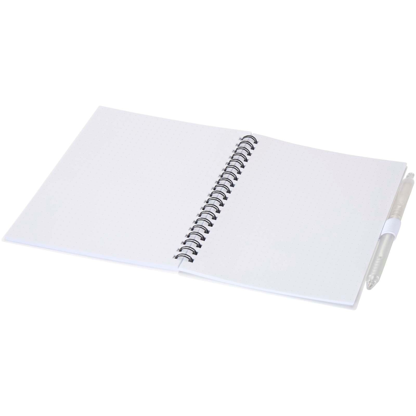 Ensemble carnet à couverture souple en plastique recyclé et stylo bille (encre bleue) Niove 21