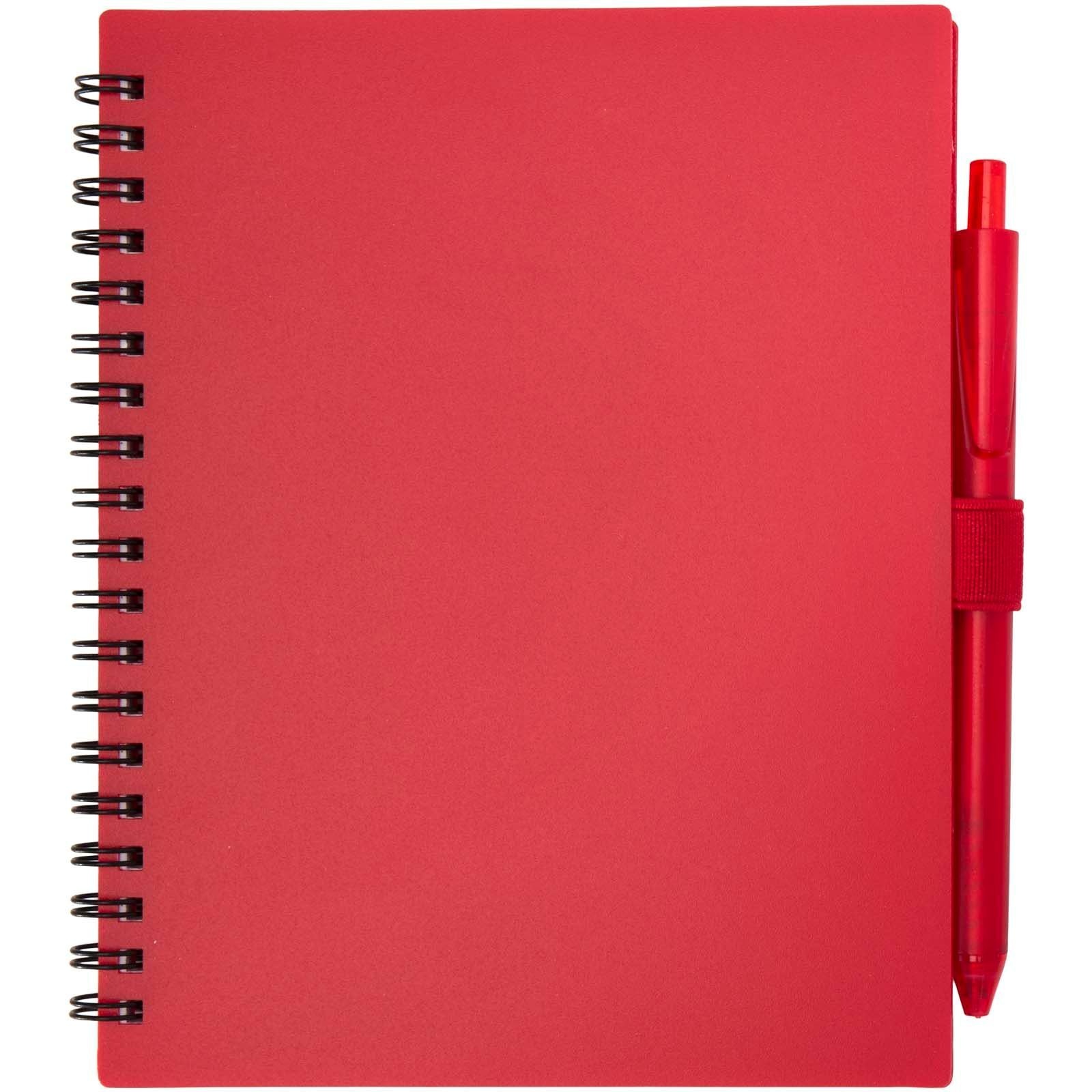 Ensemble carnet à couverture souple en plastique recyclé et stylo bille (encre bleue) Niove 8