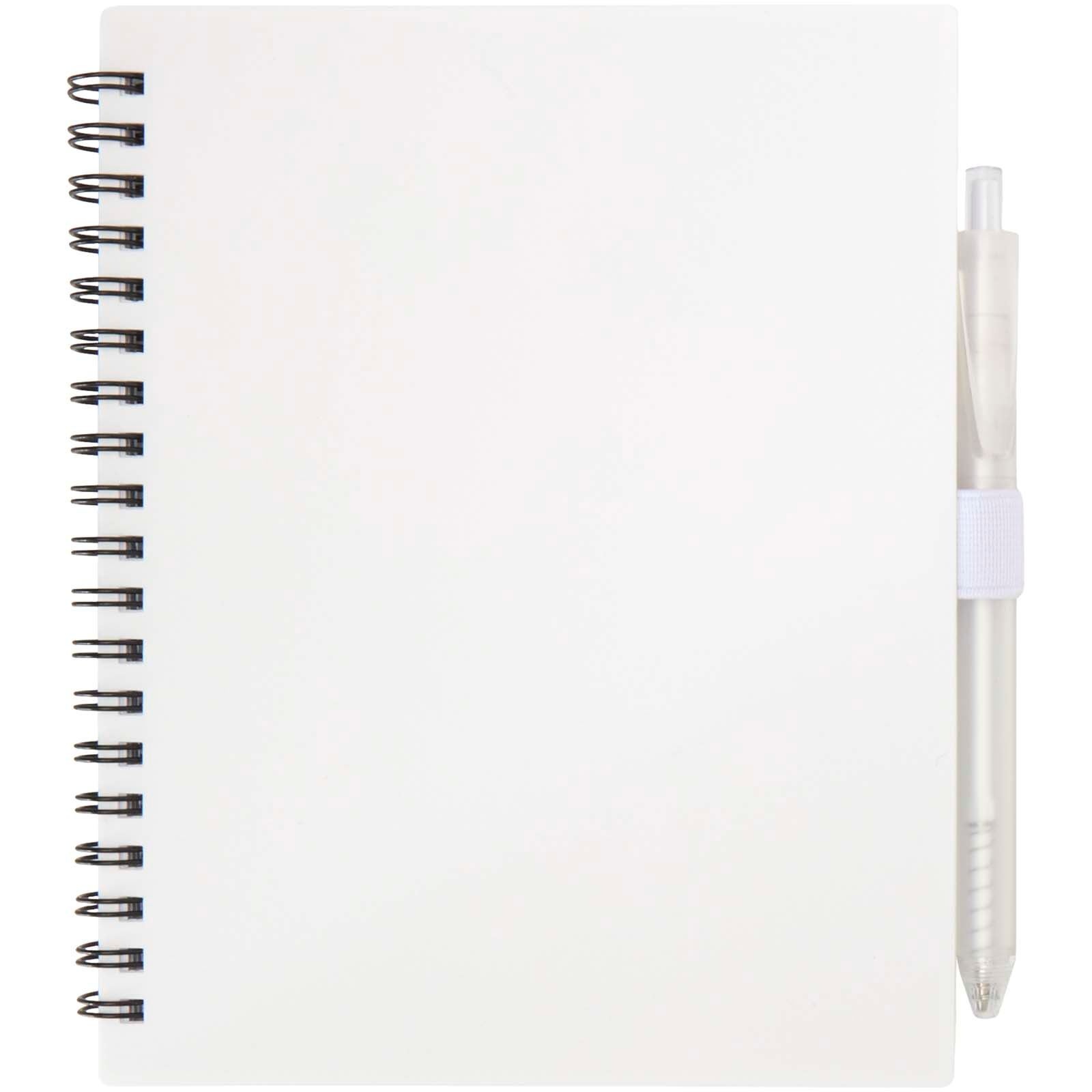 Ensemble carnet à couverture souple en plastique recyclé et stylo bille (encre bleue) Niove 9