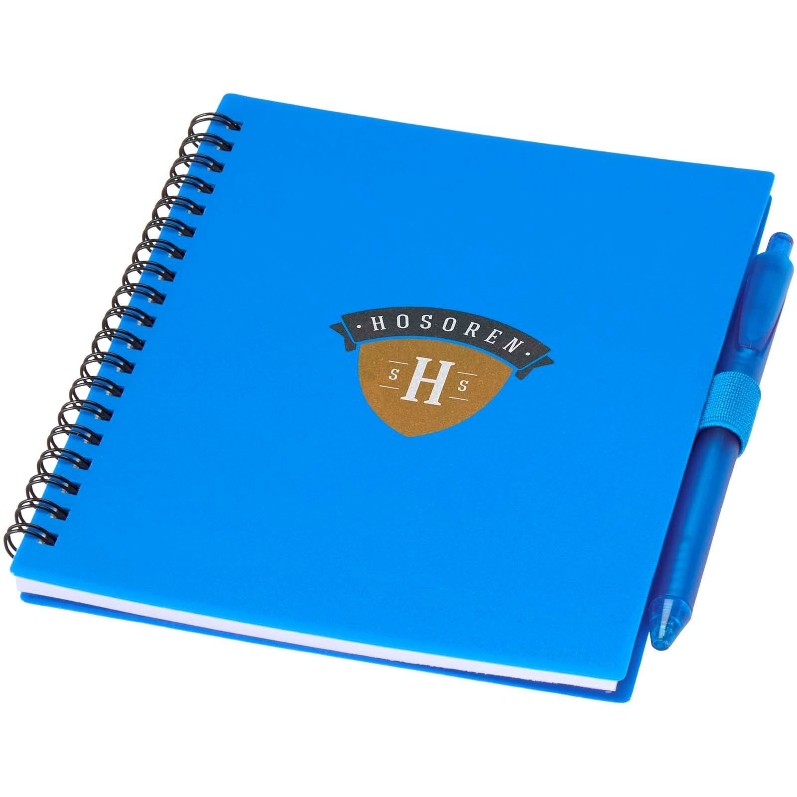 Ensemble carnet à couverture souple en plastique recyclé et stylo bille (encre bleue) Niove 11