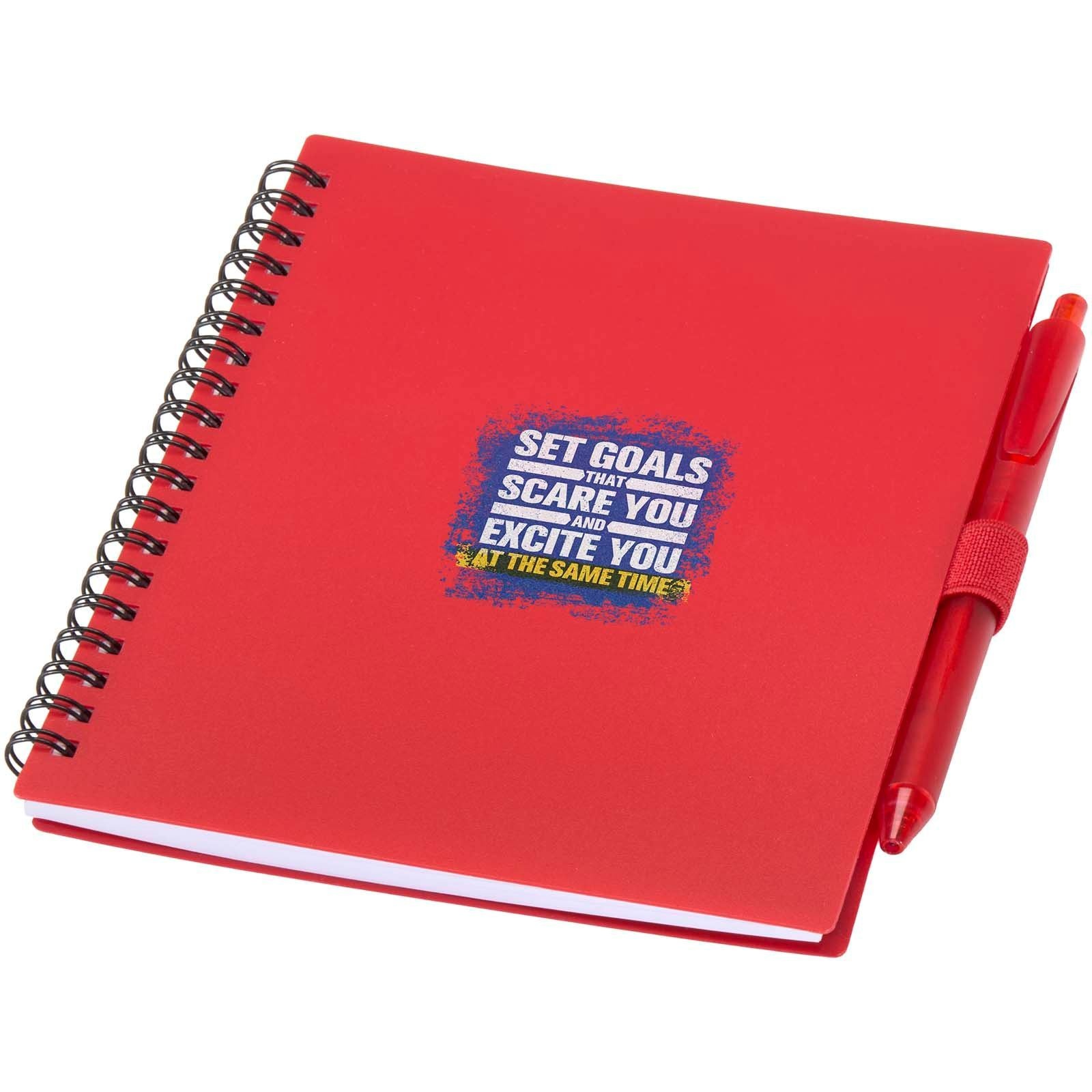 Ensemble carnet à couverture souple en plastique recyclé et stylo bille (encre bleue) Niove 12