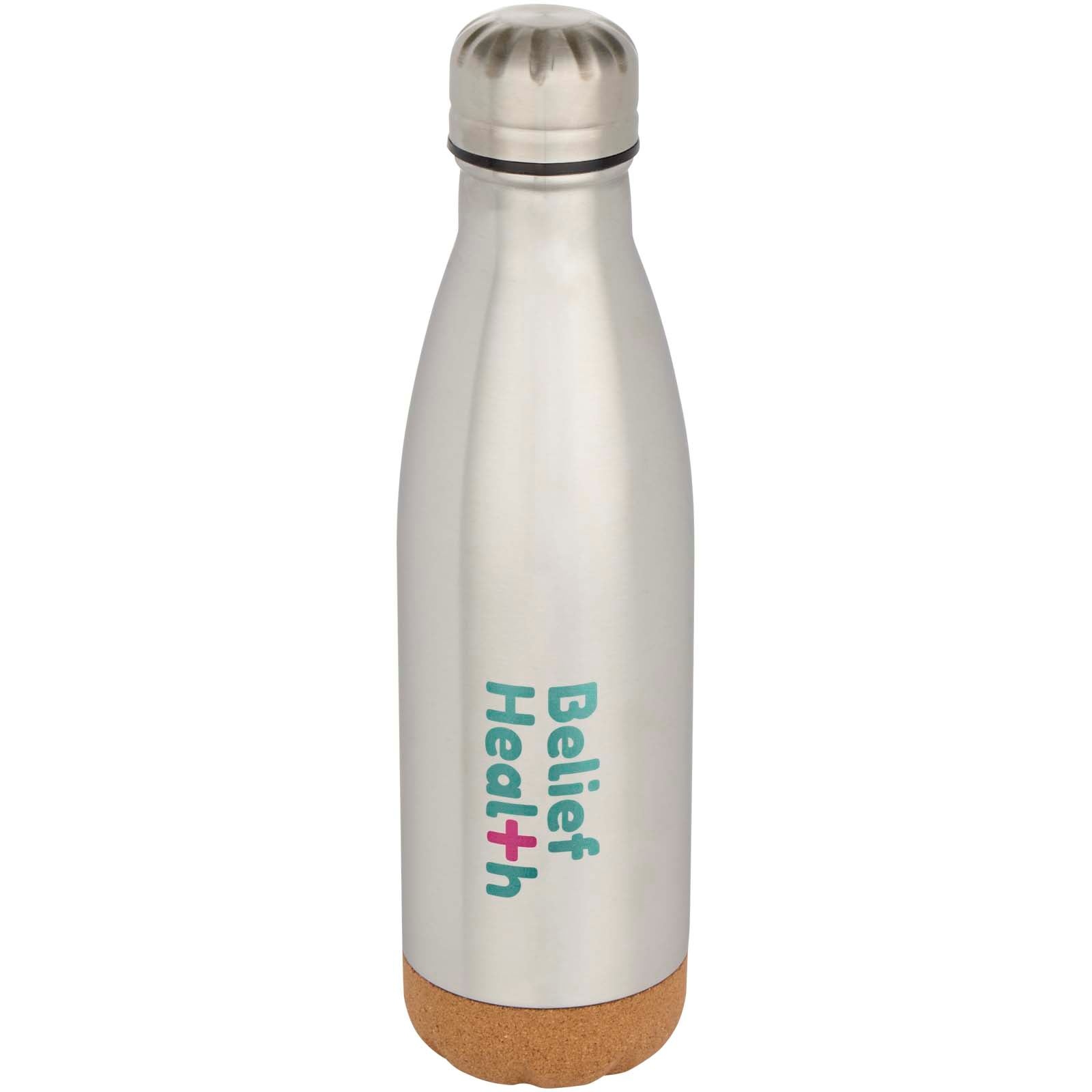 Bouteille d’eau Cove de 500 ml en acier inoxydable isolée sous vide et à double paroi avec détails en liège 18