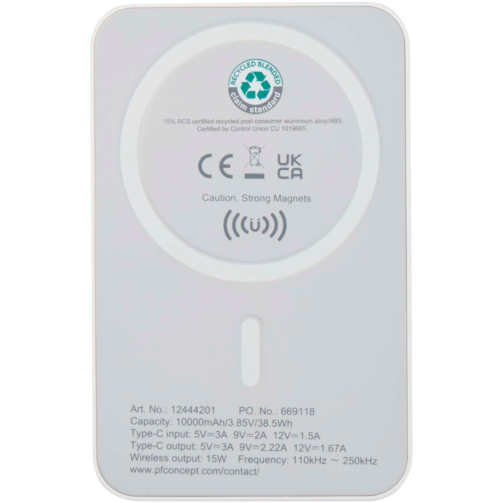 Batterie de secours Acrab magnétique sans fil de 10 000 mAh et 15 W avec PD de 20 W - fabriquée en plastique recyclé 9