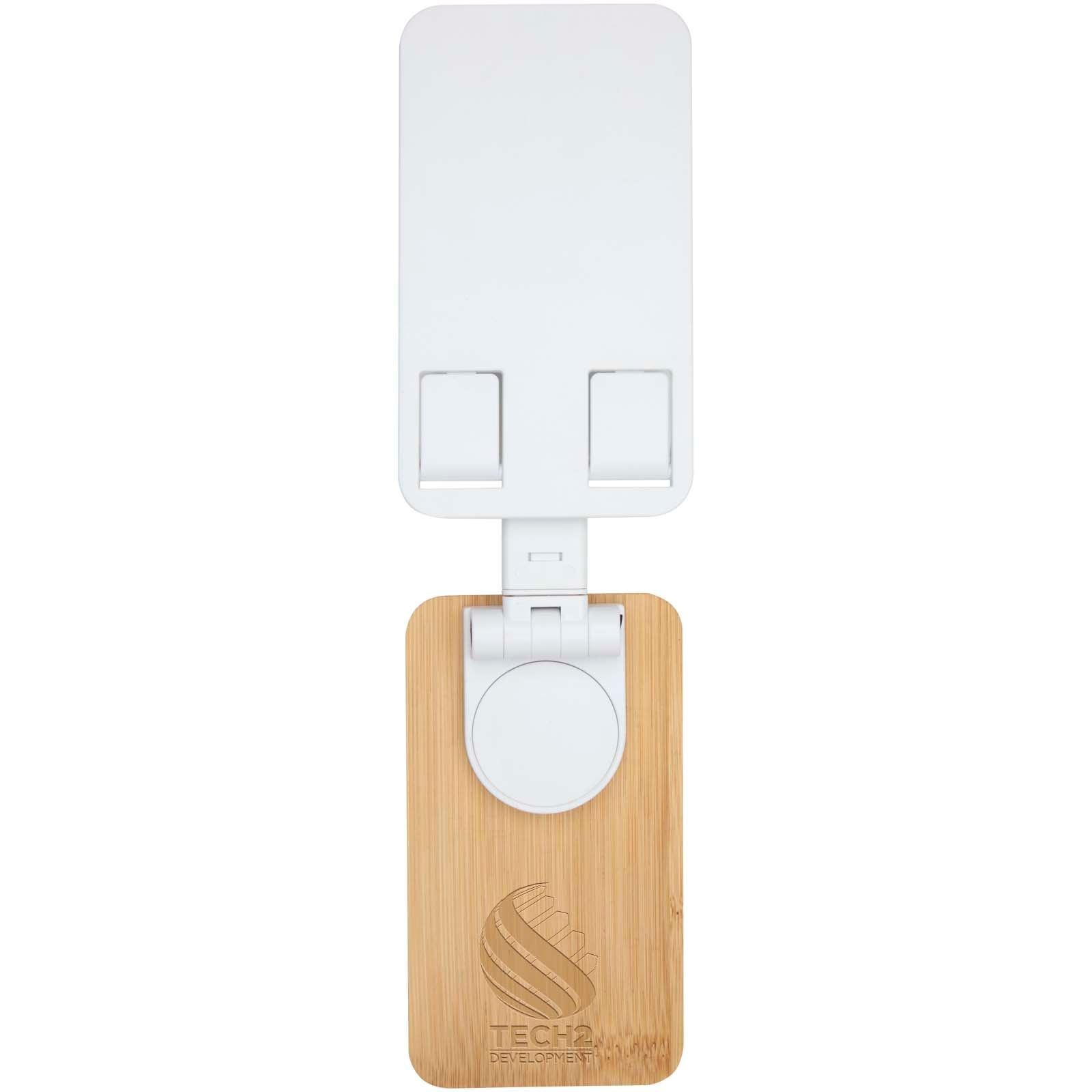 Support de téléphone de bureau Alfirk pliable en plastique recyclé avec détails en bambou 7