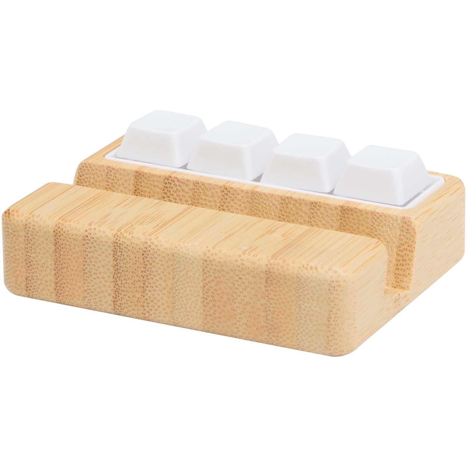 Support de téléphone Algol avec jouet fidget en plastique recyclé et détails en bambou 6