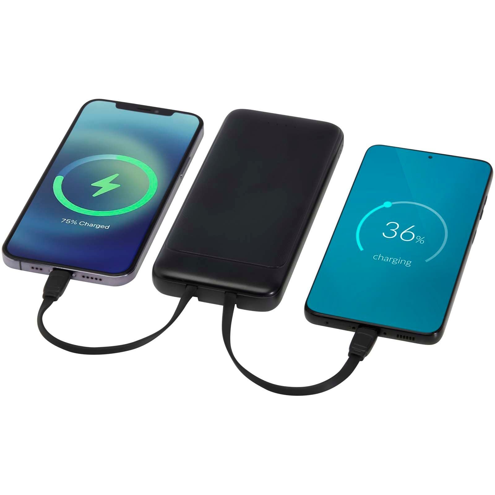 Batterie de secours Adhil de 10 000 mAh et 10 W en plastique recyclé avec 2 câbles intégrés 11
