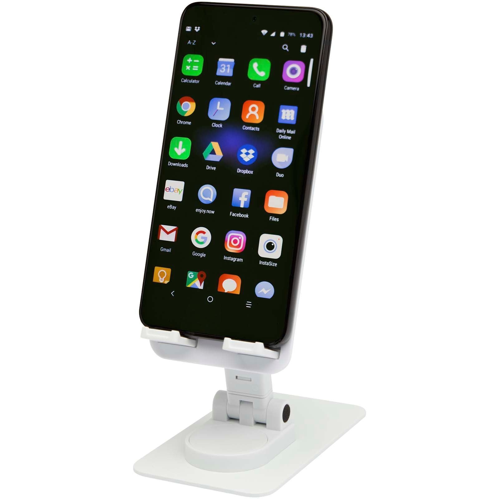 Support de téléphone Alhena pliable en plastique recyclé avec support de bureau en métal 3