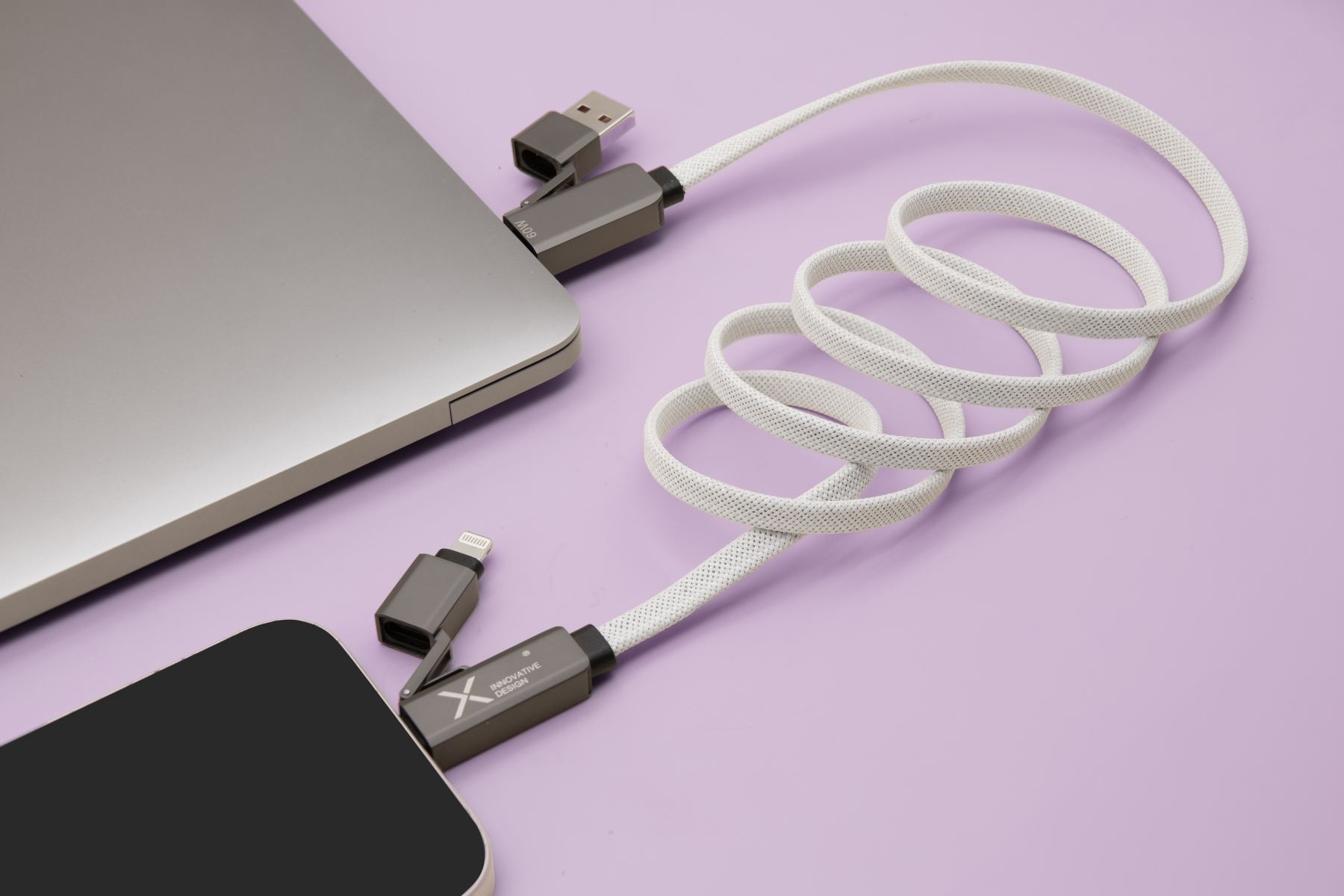 Câble blanc plat magnétique 60W (Stock) 5