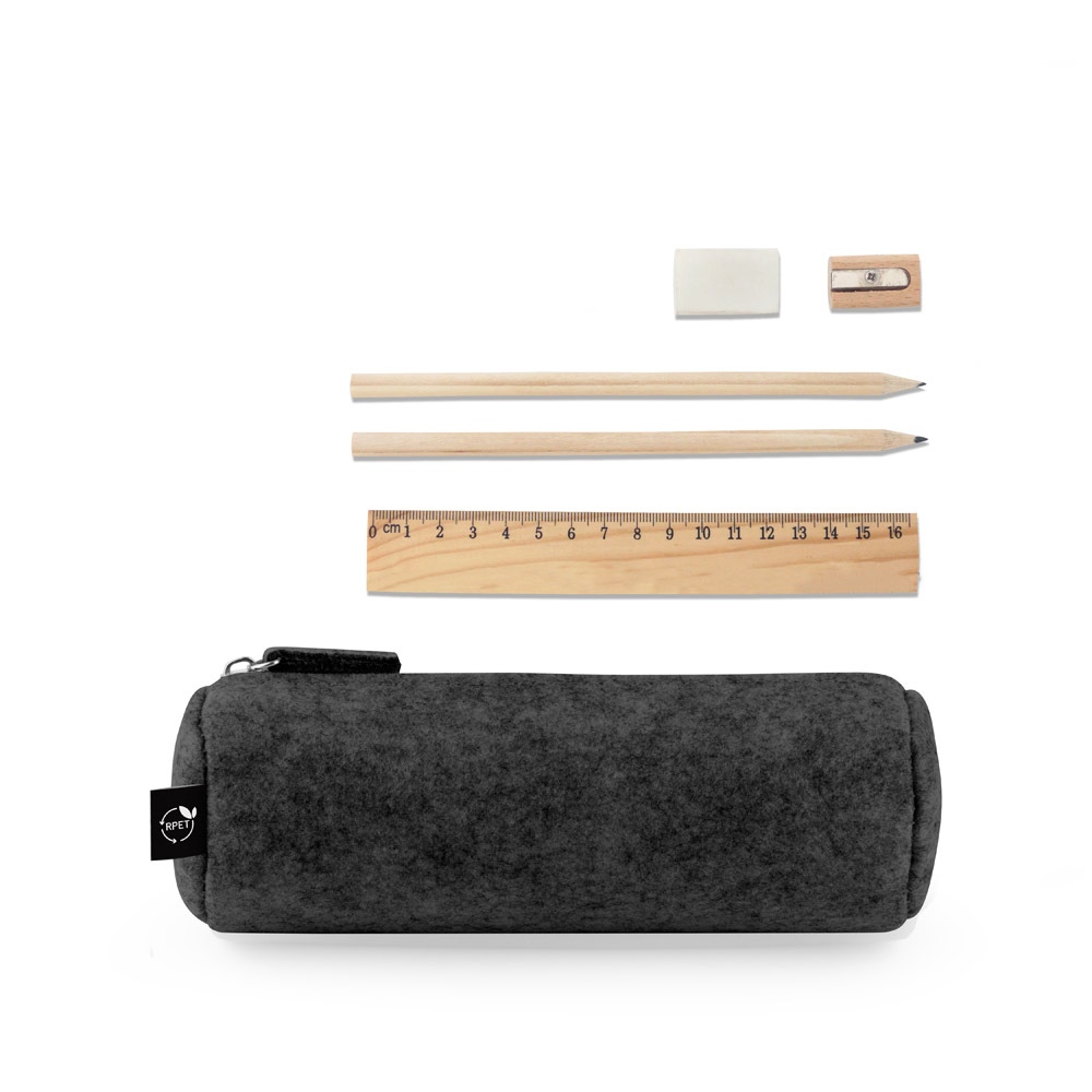 NOMAD. Trousse multi-usages en feutre recyclé (100% rPET) avec règle, crayons, gomme et taille-crayon 4