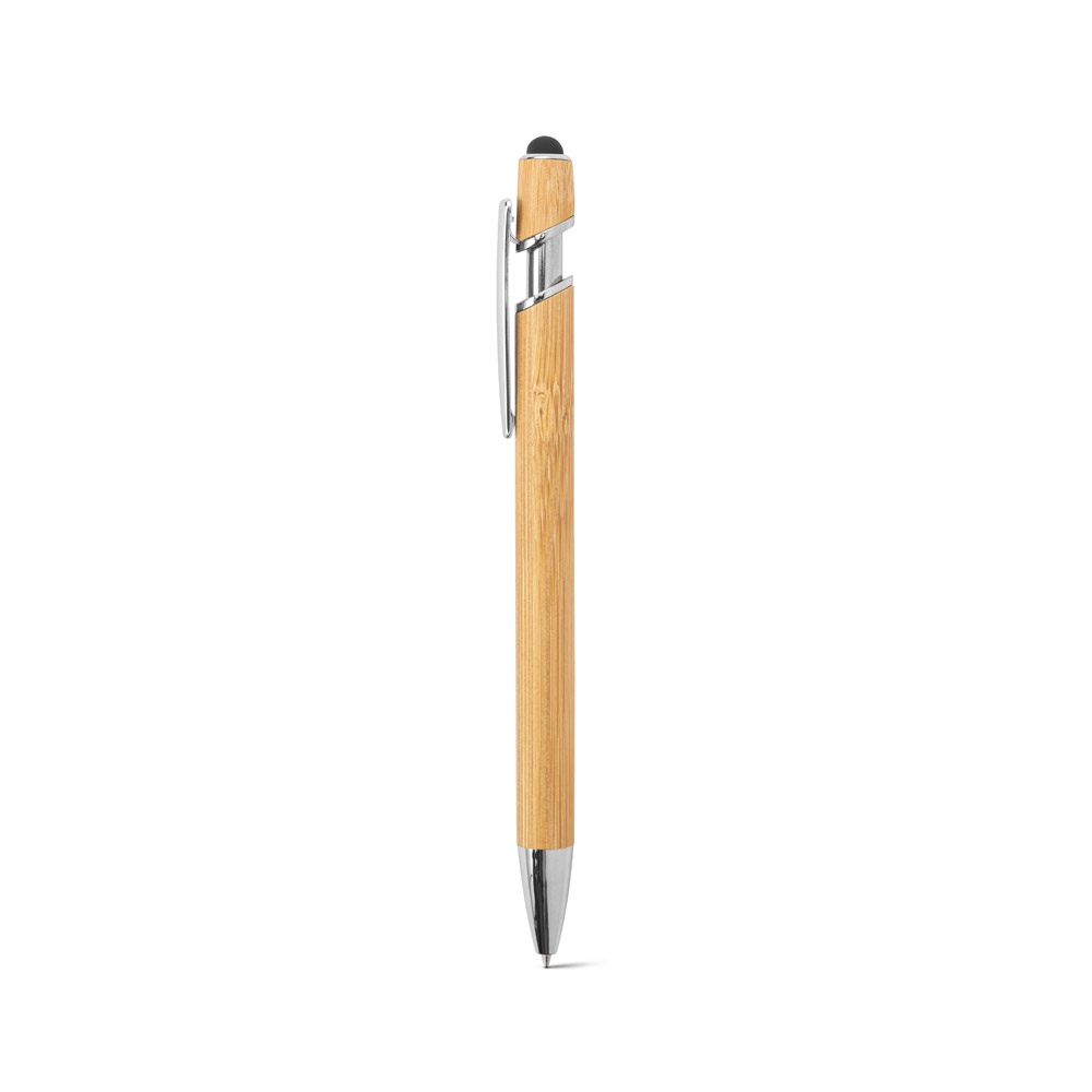 NEIL BAMBOO. Stylo à bille en bambou avec détails en aluminium chromé 4