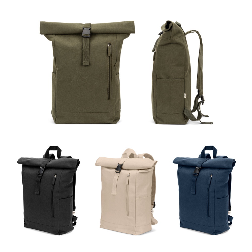 SAINT. Sac à dos à enroulement en coton recyclé et polyester recyclé (380 g/m²)