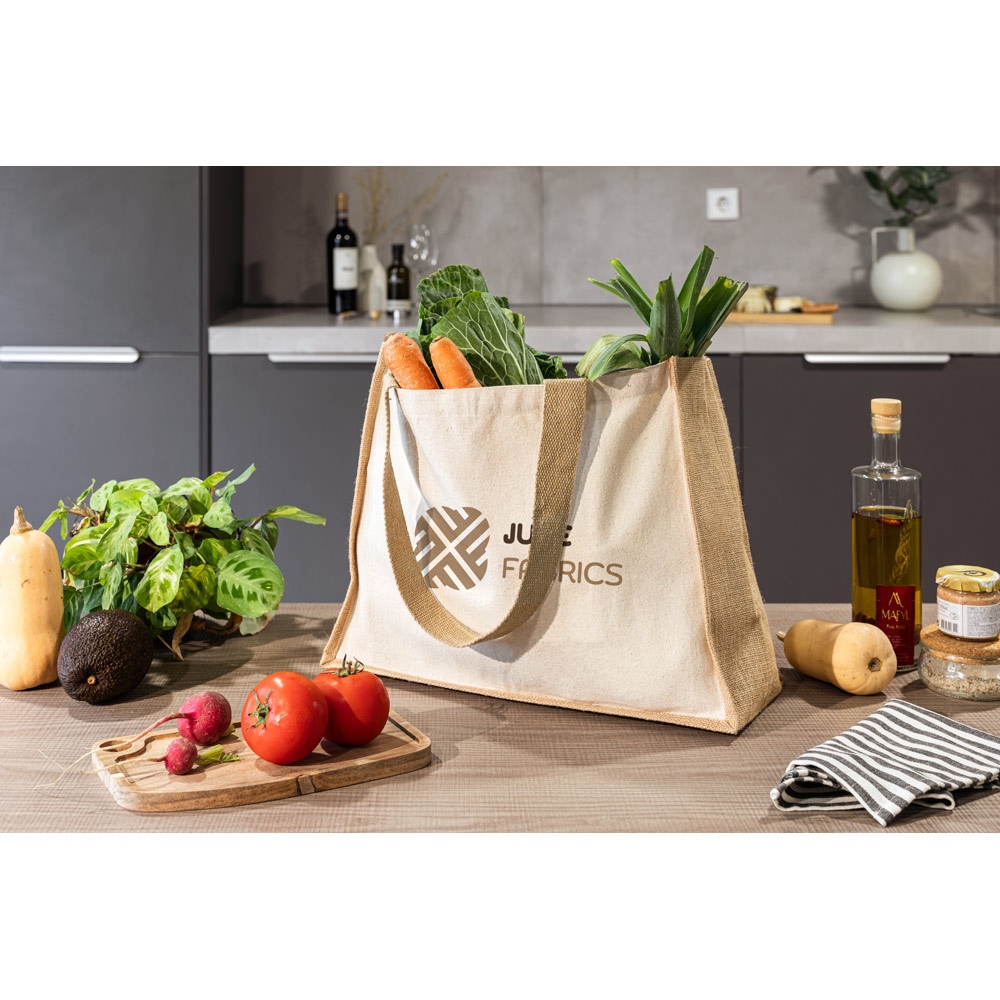 HELSINQUE. Sac en toile (320 g/m²), avec fond et côtés en jute laminé (350 g/m²) dans des tons naturels 3