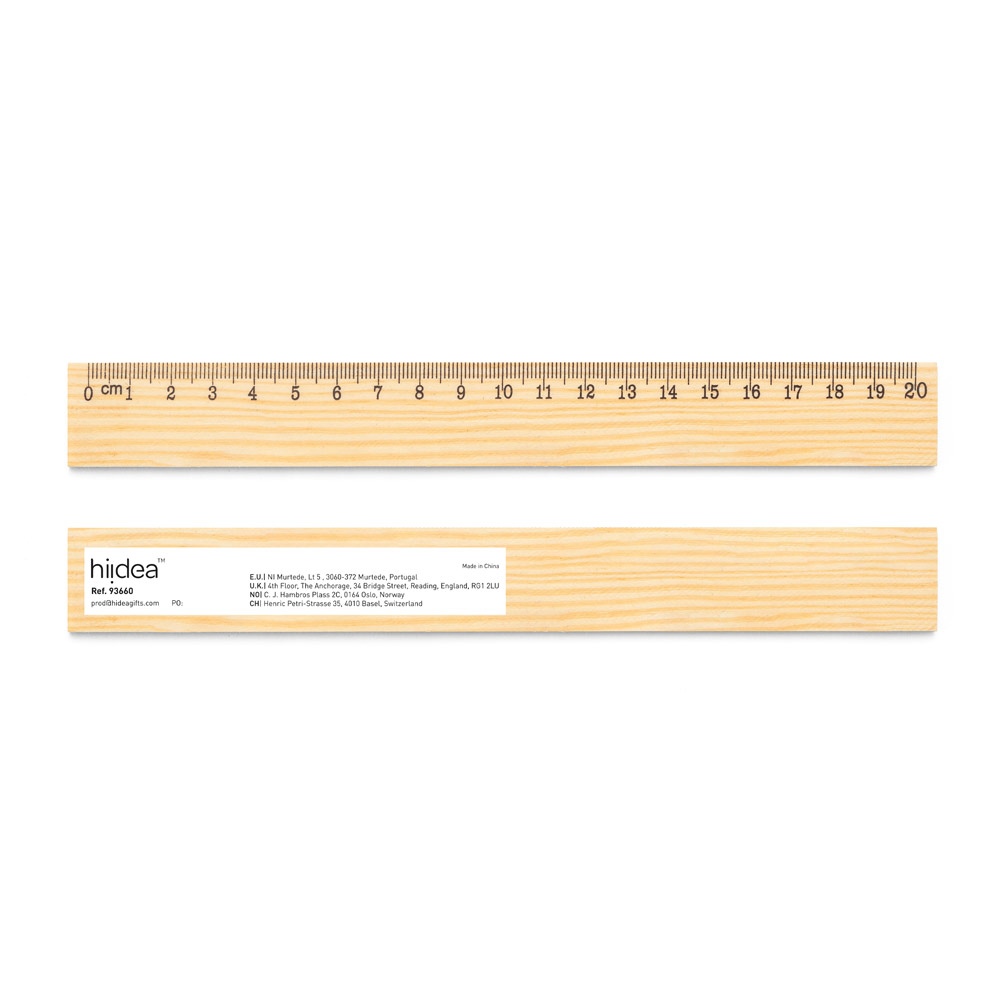 WESLEY 20. Règle en bois de pin avec échelle graduée de 20 cm