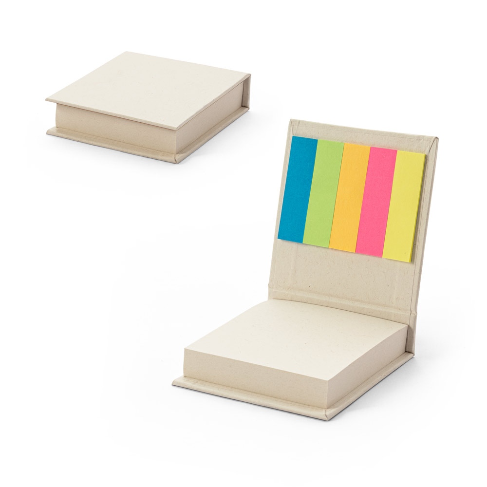 KAIRON. Set de bureau 2 en 1, fabriqué à partir de papier 100 % recyclé, avec 6 blocs-notes autocollants