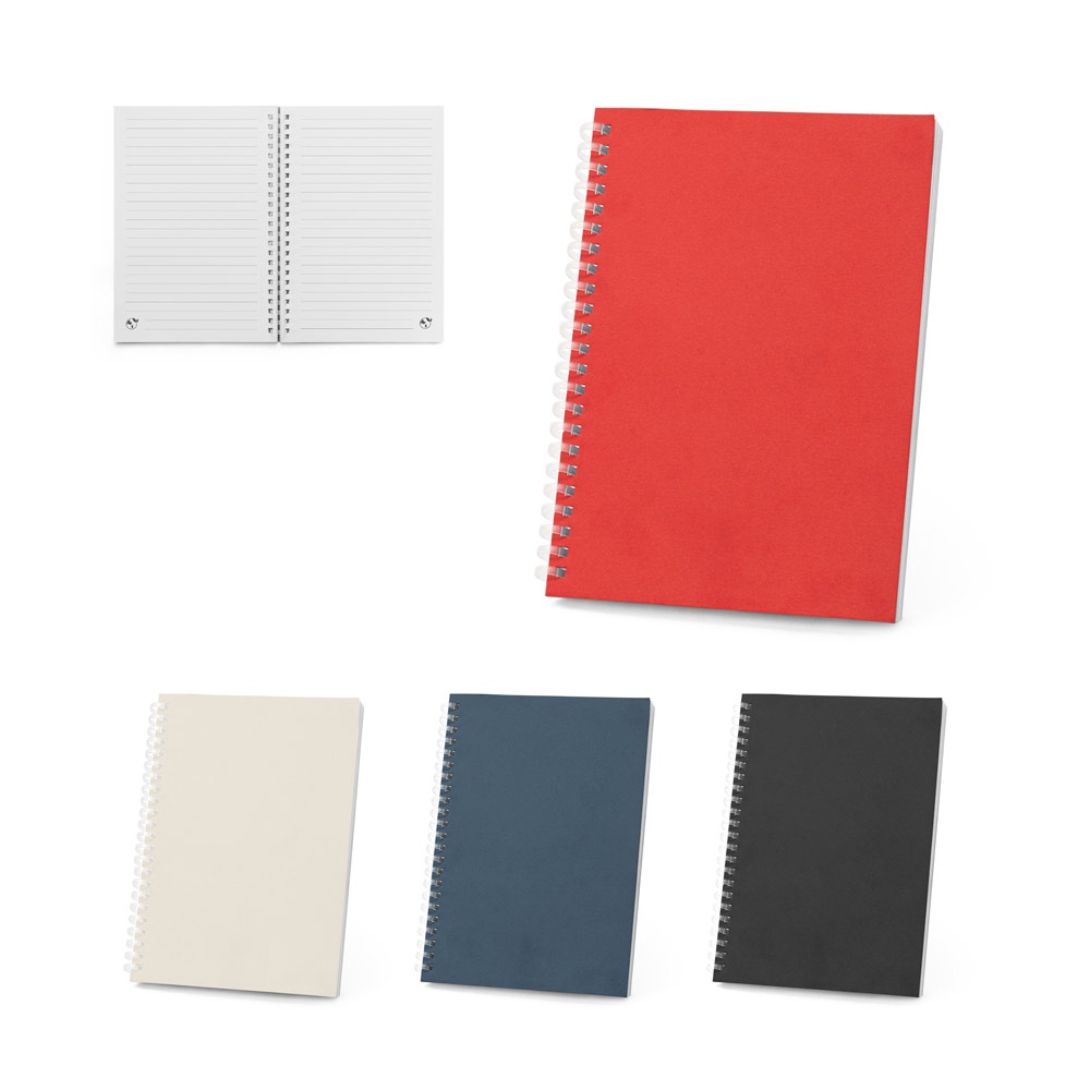 SCHILLER. Bloc-notes A5 avec couverture souple, fabriqué à partir de papier 100 % recyclé