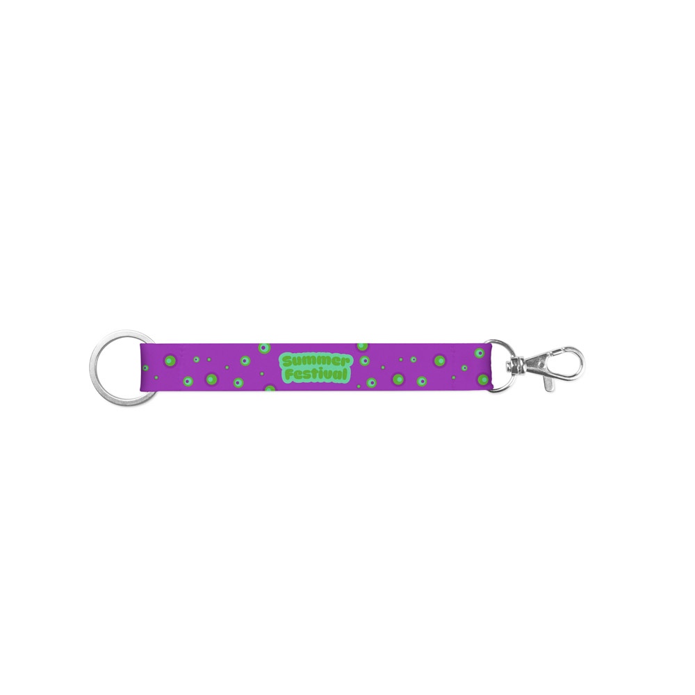 WALSALL. Lanyard courte pour sublimation en polyester recyclé (100% rPET) avec anneau standard et mousqueton 3
