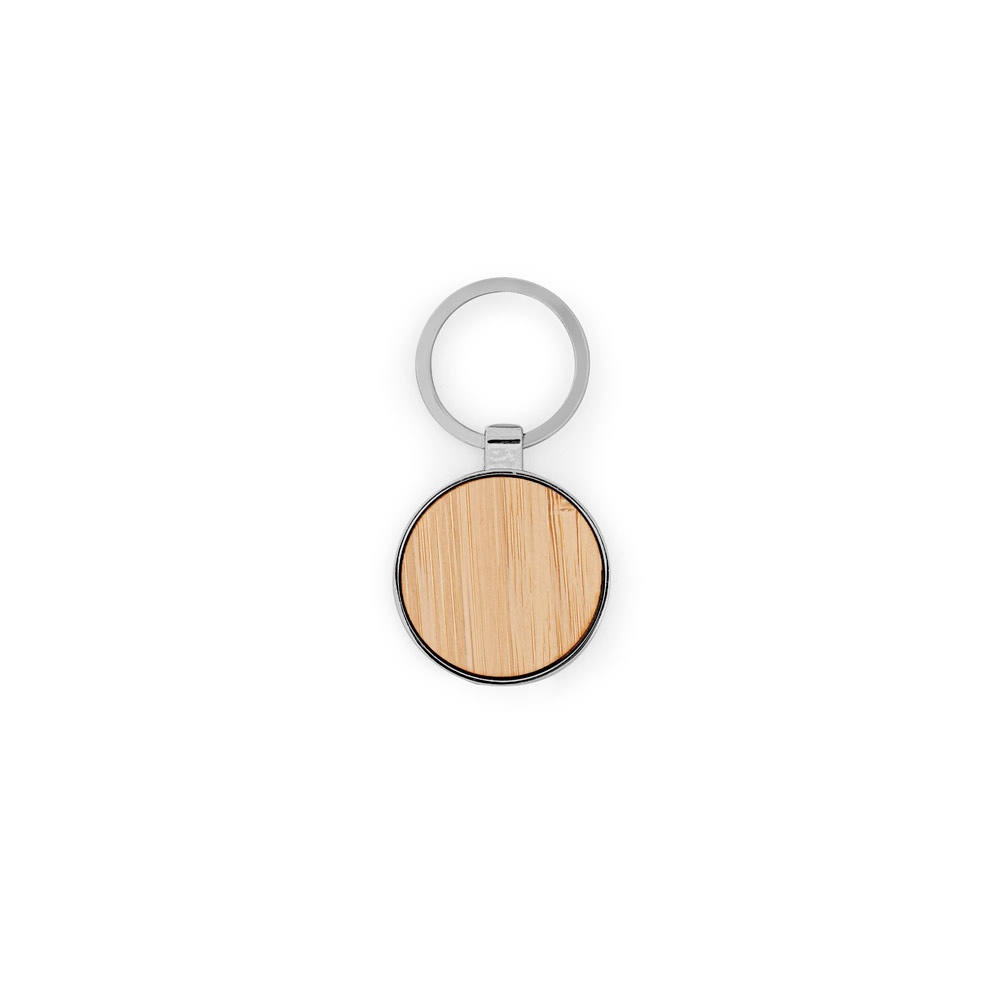 GASTON ROUND. Porte-clés rond en zinc et bambou 3