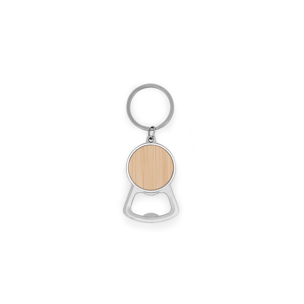 MEEKO. Porte-clés en fer de forme ronde en zinc et bambou 3