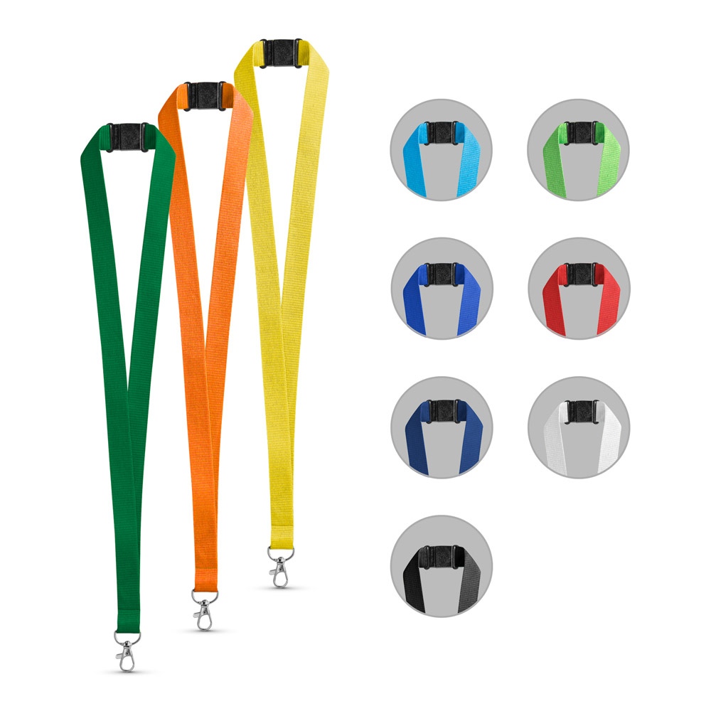 LEEDS. Lanyard en polyester avec fermoir de sécurité