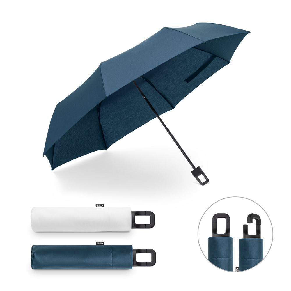 GEORGE. Parapluie 21 pouces fabriqué à partir de polyester recyclé (100 % rPET) et de pongé 190T résistant au vent
