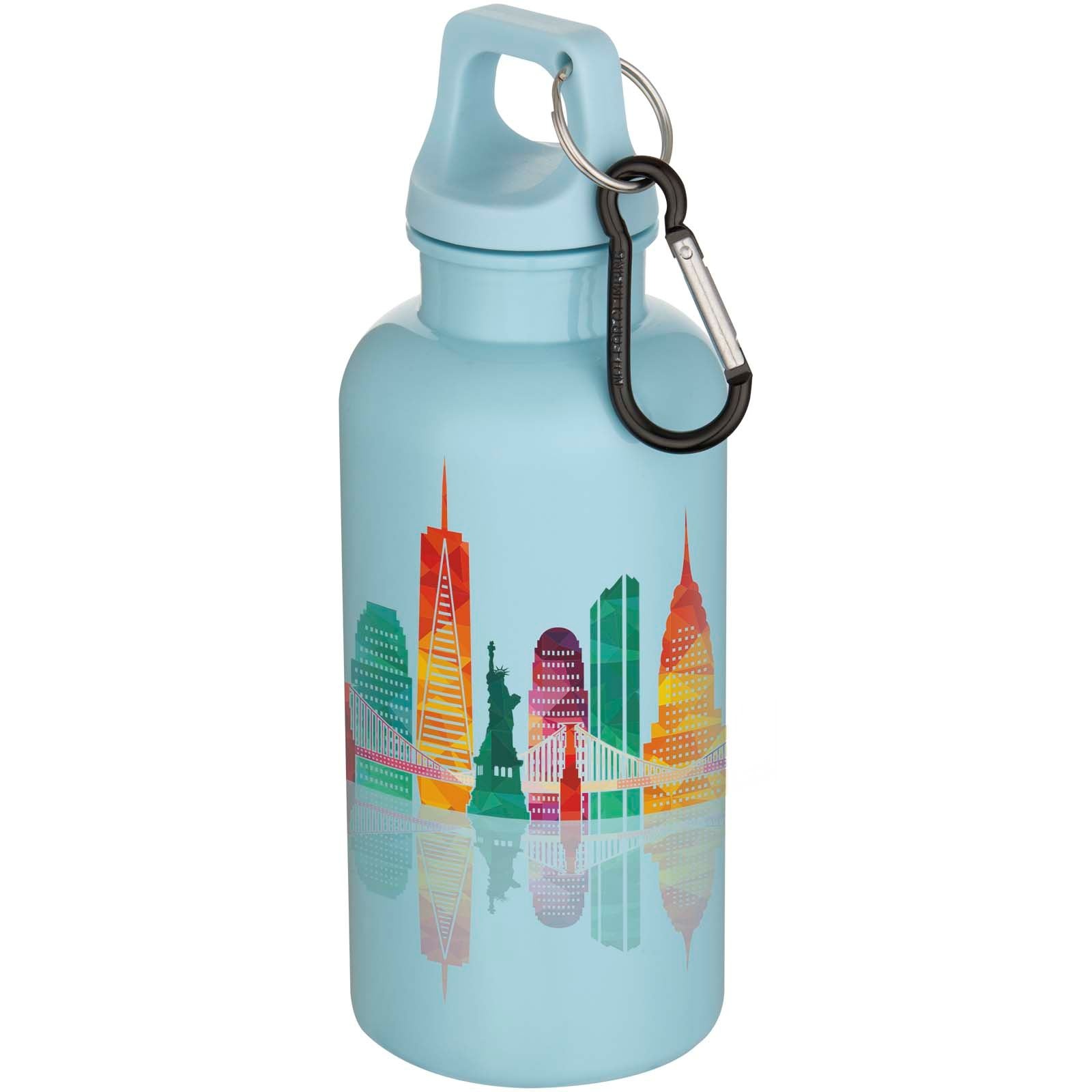 Bouteille d’eau Oregon de 400 ml en plastique recyclé uni certifié RCS avec mousqueton 26