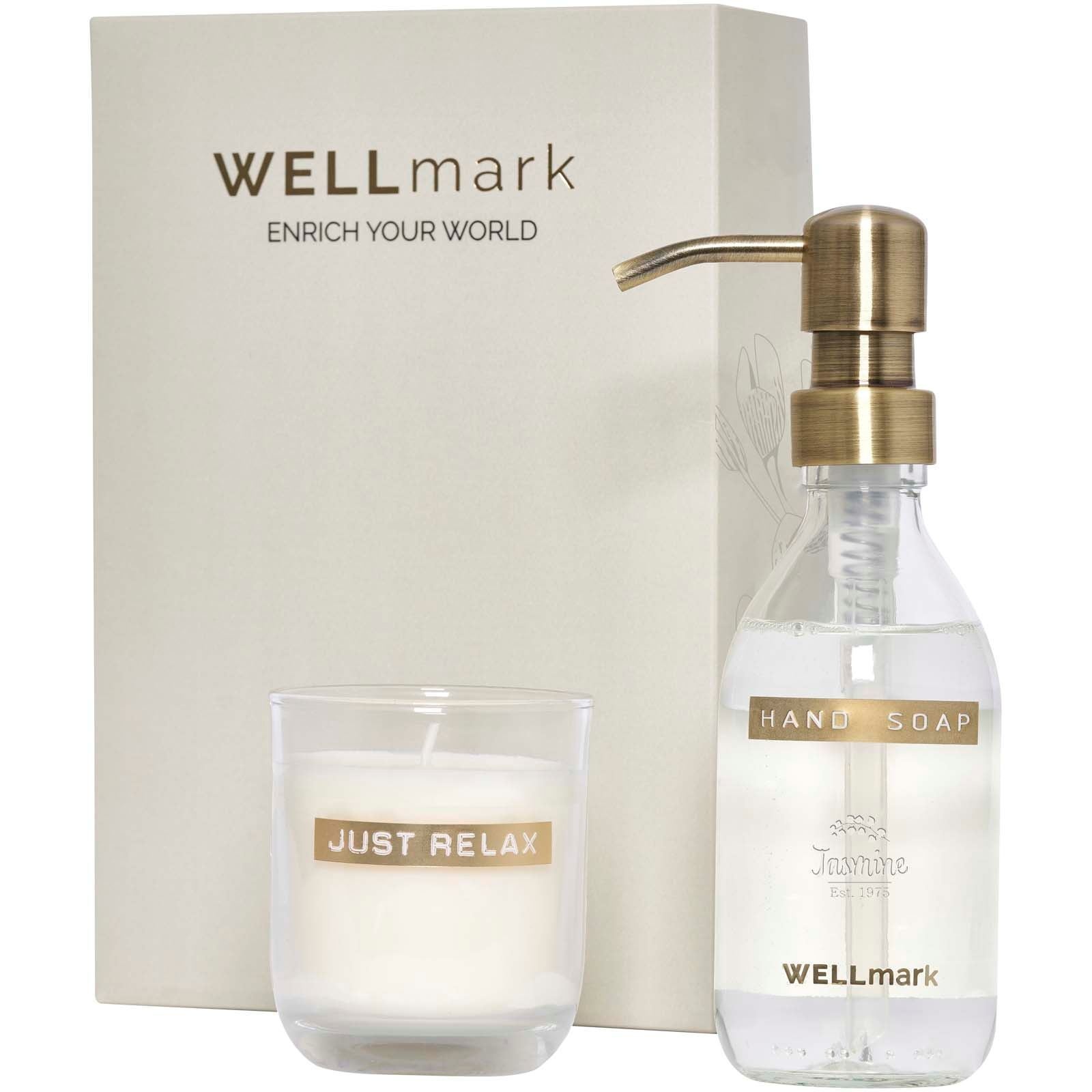 Distributeur de savon pour les mains de 250 ml et ensemble de bougies parfumées de 150 g Wellmark Discovery- parfum linge frais 7