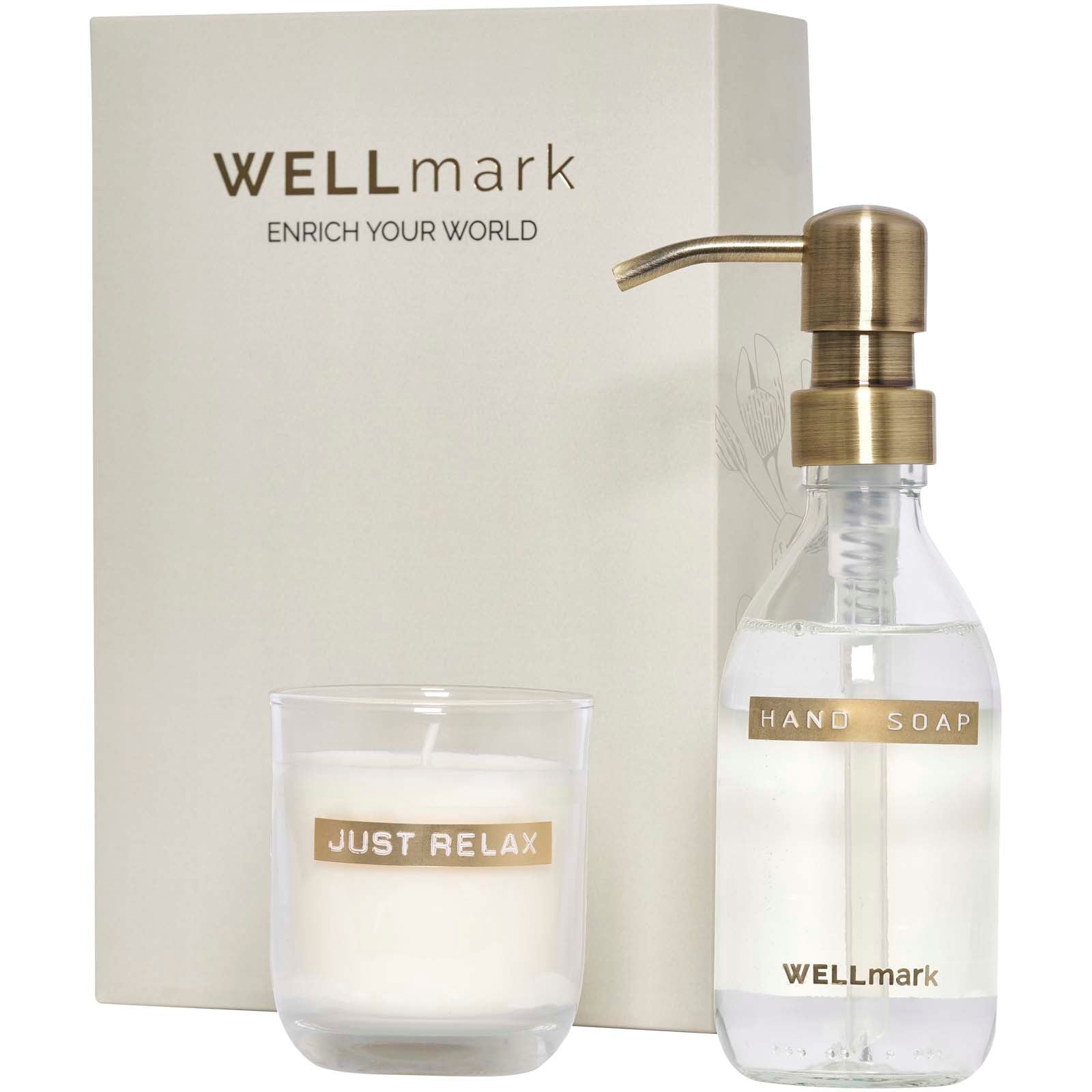 Distributeur de savon pour les mains de 250 ml et ensemble de bougies parfumées de 150 g Wellmark Discovery- parfum linge frais 4