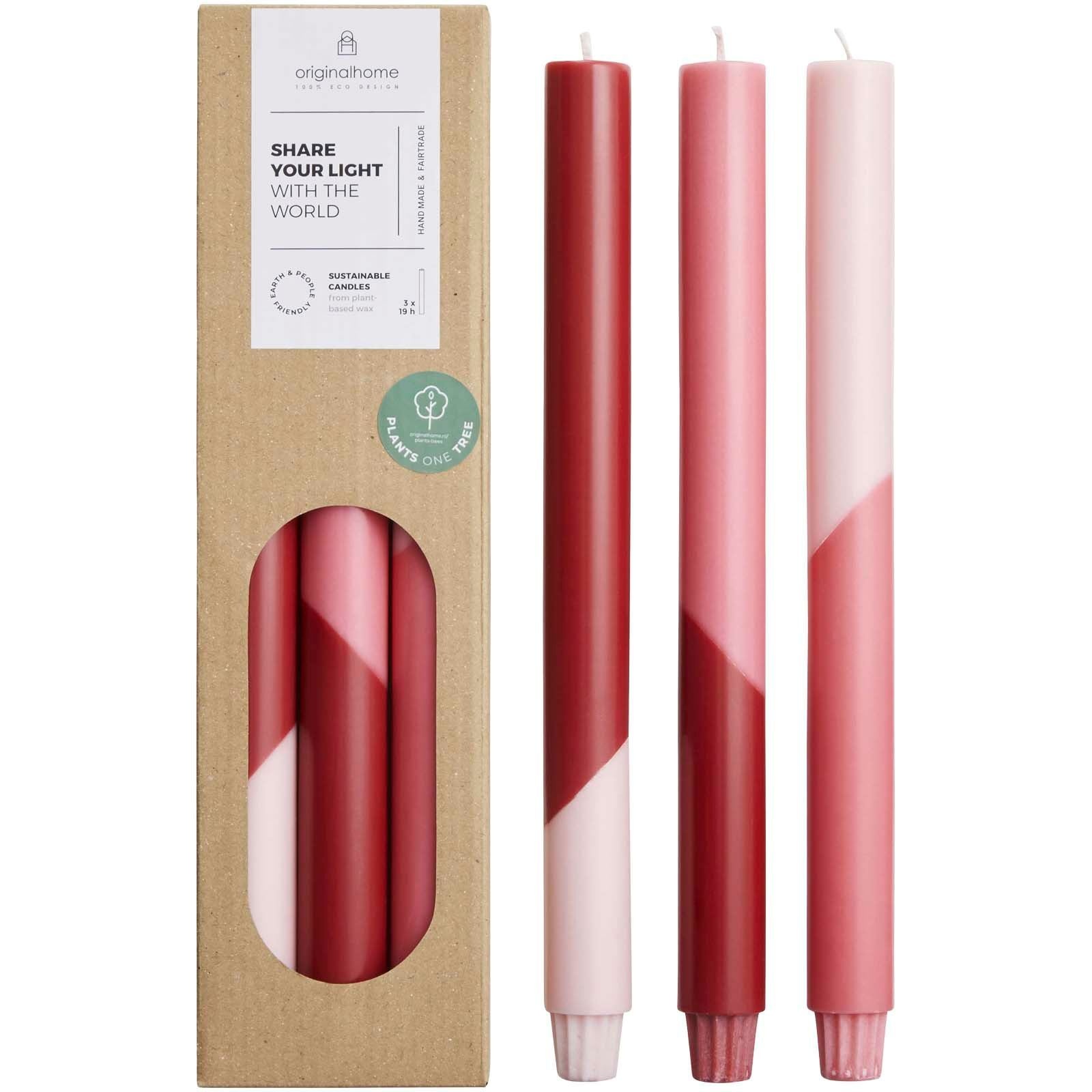Bougies à rayures diagonales Originalhome Eden par lot de 3 3