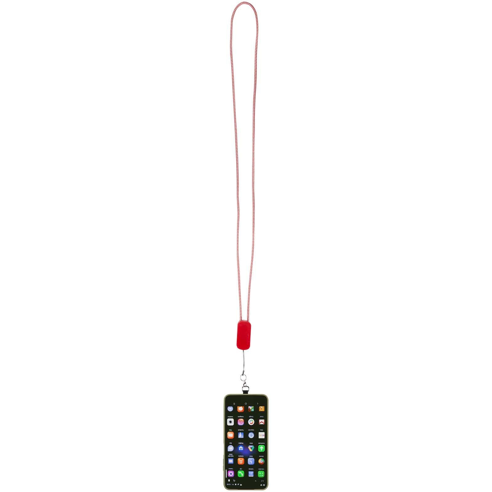 Tour de cou pour smartphone Anser en plastique recyclé avec câble intégré 5 en 1 de 27 W 15