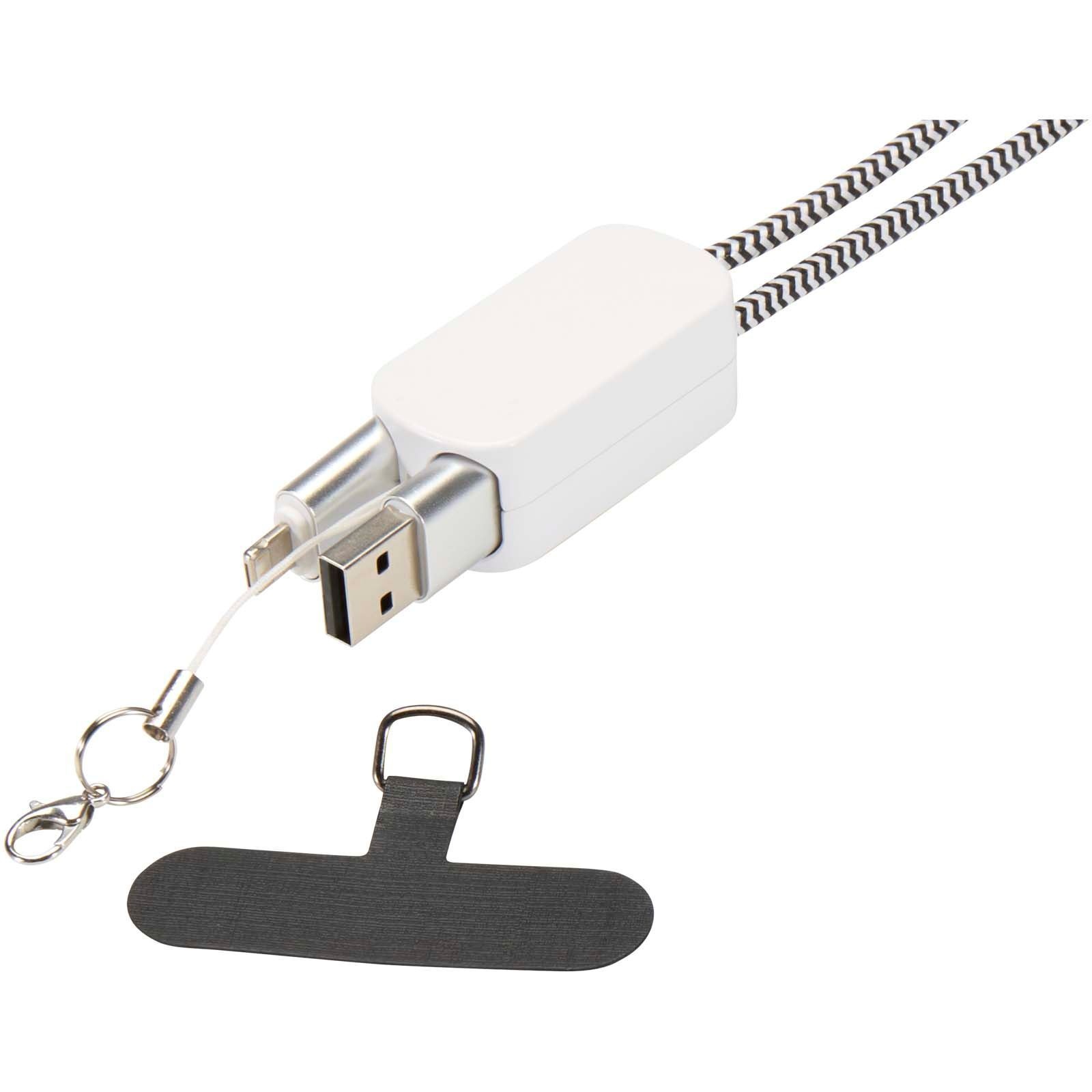 Tour de cou pour smartphone Anser en plastique recyclé avec câble intégré 5 en 1 de 27 W 21