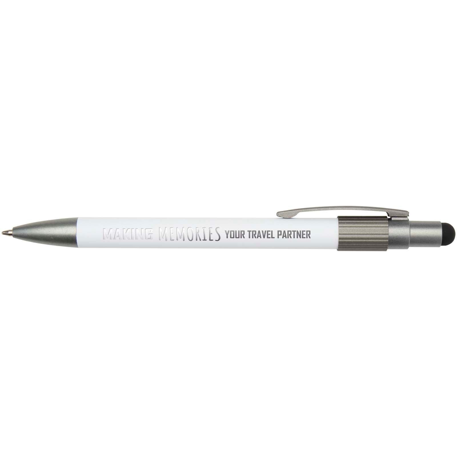 Stylo bille recyclé RCS avec stylet et toupie antistress (encre noire) Rill 19