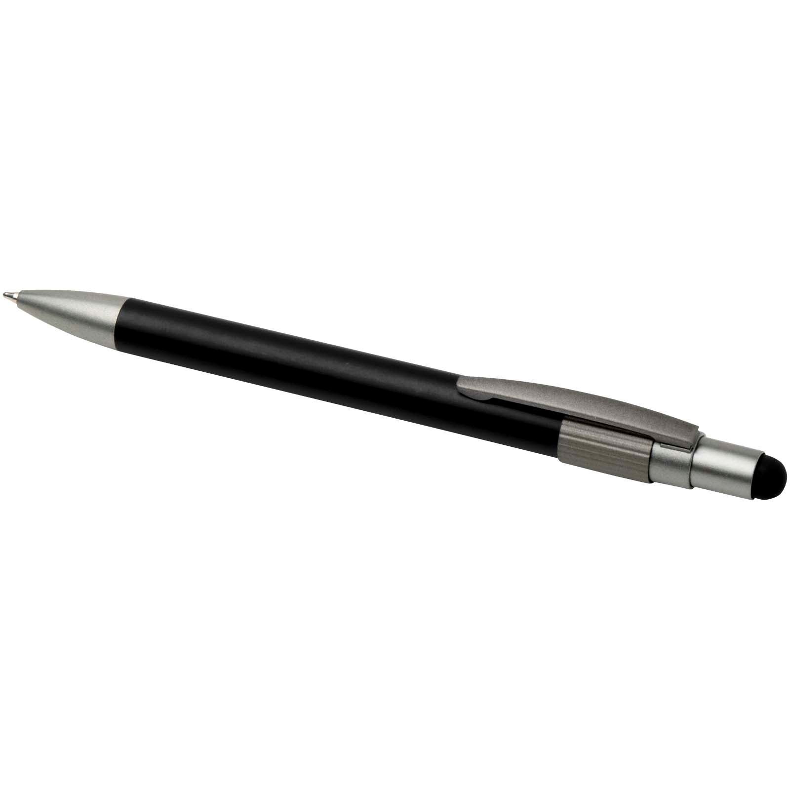 Stylo bille recyclé RCS avec stylet et toupie antistress (encre noire) Rill 26