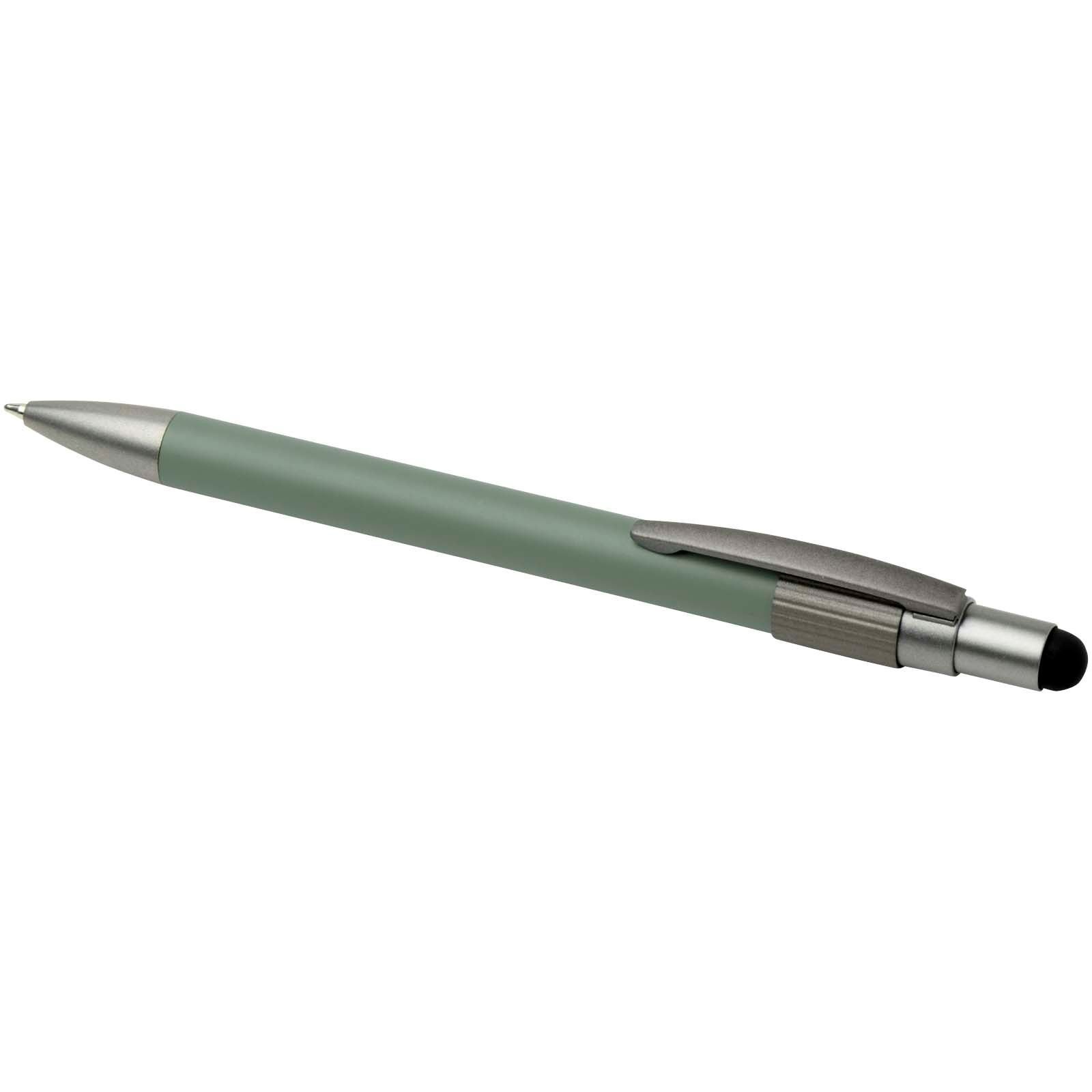 Stylo bille recyclé RCS avec stylet et toupie antistress (encre noire) Rill 28