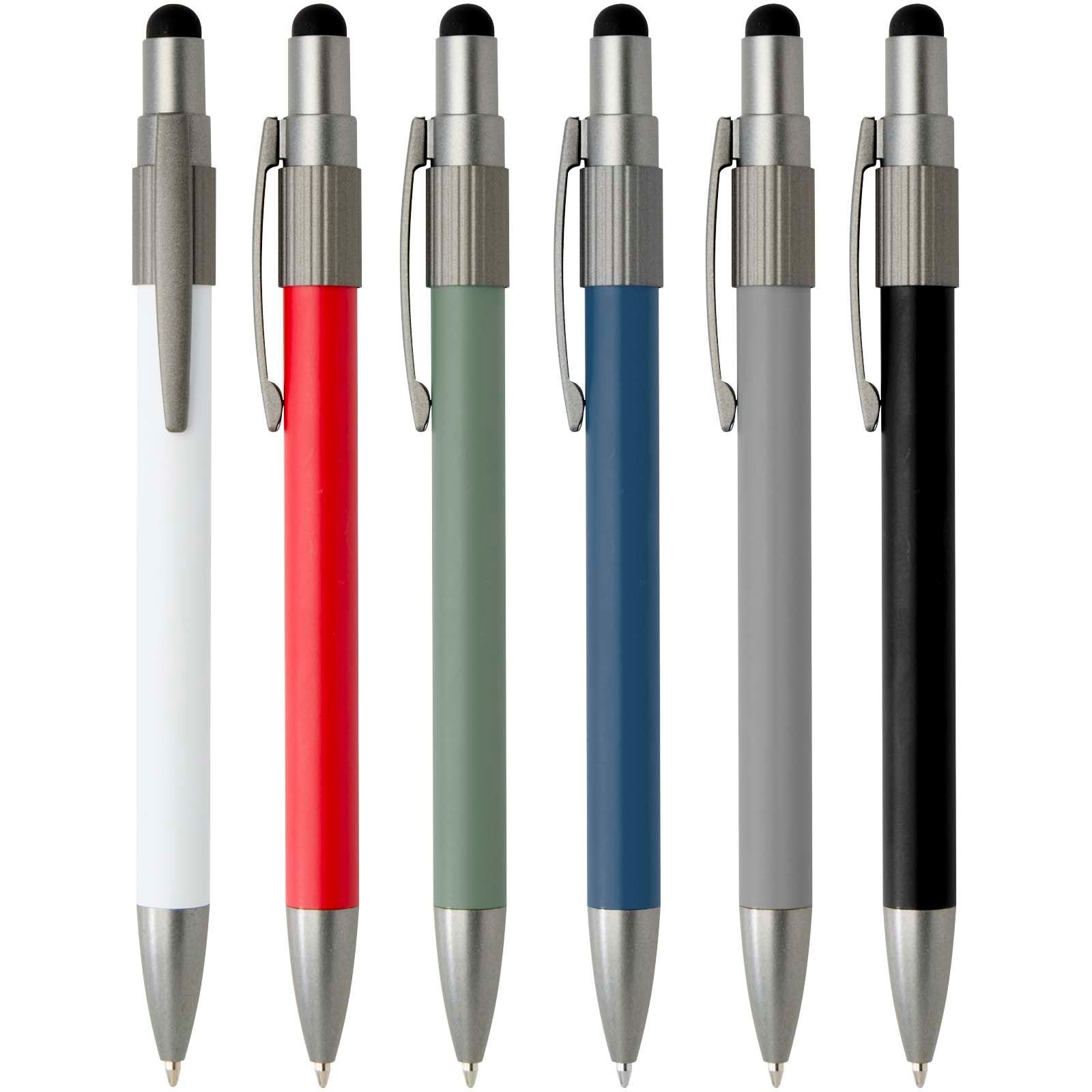 Stylo bille recyclé RCS avec stylet et toupie antistress (encre noire) Rill 42