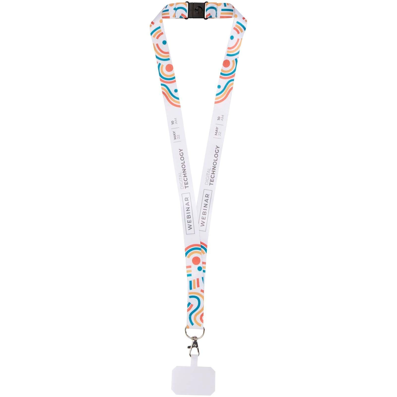 Tour de cou porte-téléphone Addie avec lanière de sécurité détachable et impression par sublimation
