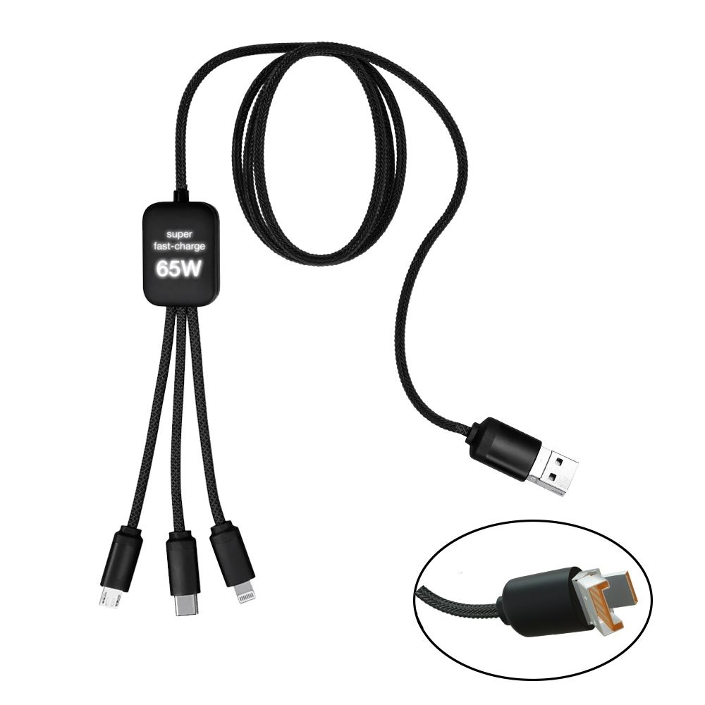 Câble dual 65W 5-en -1 (Stock)