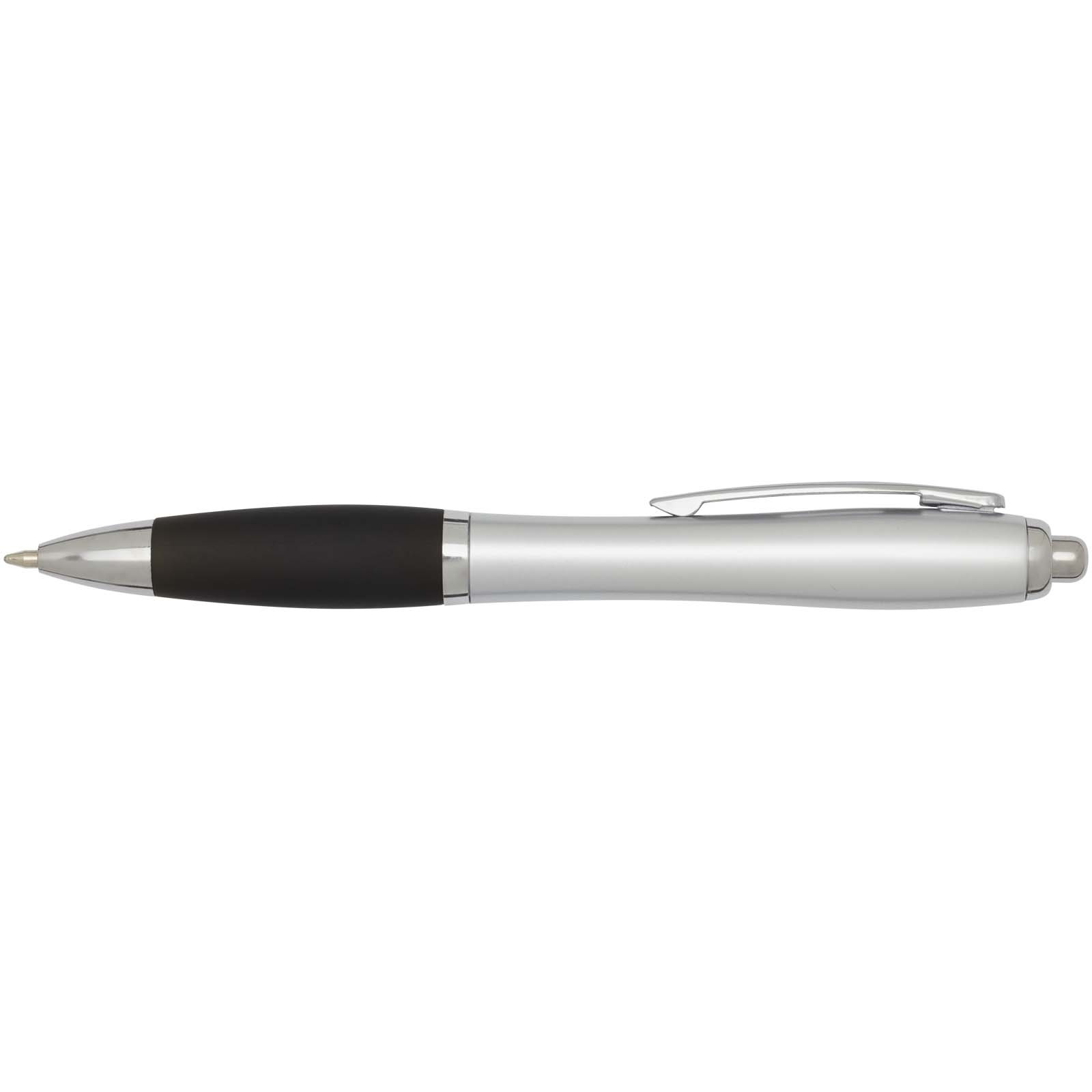 Stylo bille RCS en plastique recyclé avec corps argenté et grip coloré (encre noire) Nash 16