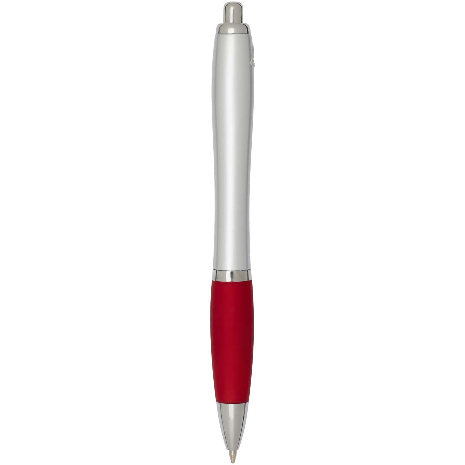 Stylo bille RCS en plastique recyclé avec corps argenté et grip coloré (encre noire) Nash 17
