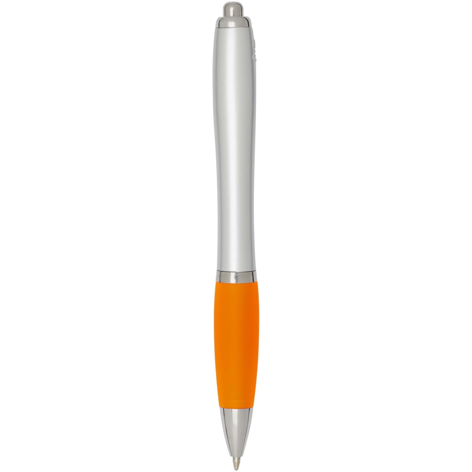 Stylo bille RCS en plastique recyclé avec corps argenté et grip coloré (encre noire) Nash 18